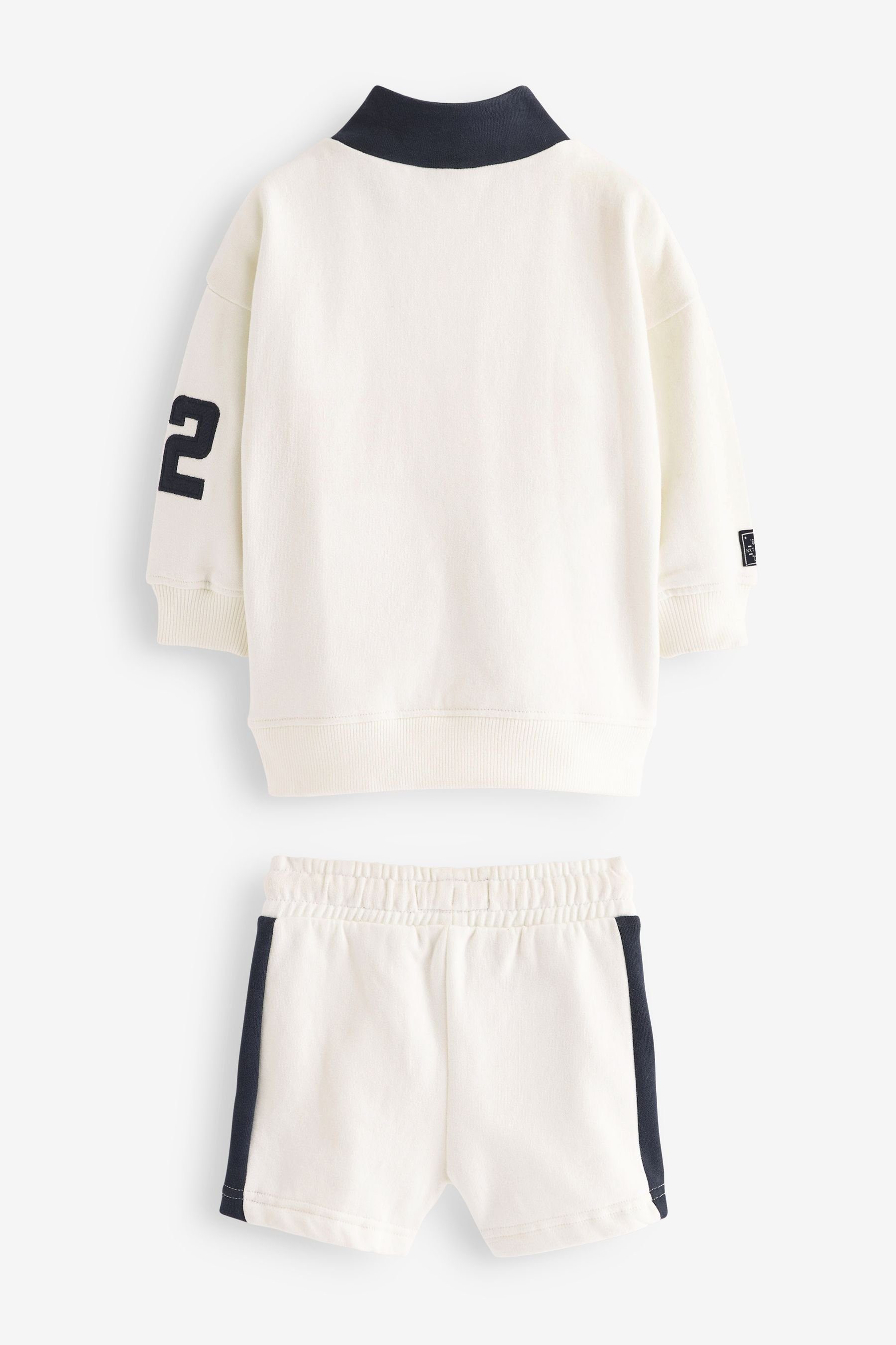 Shirt RV-Kragen & (2-tlg) mit Shorts Shorts im Next und Rugbypullover Set