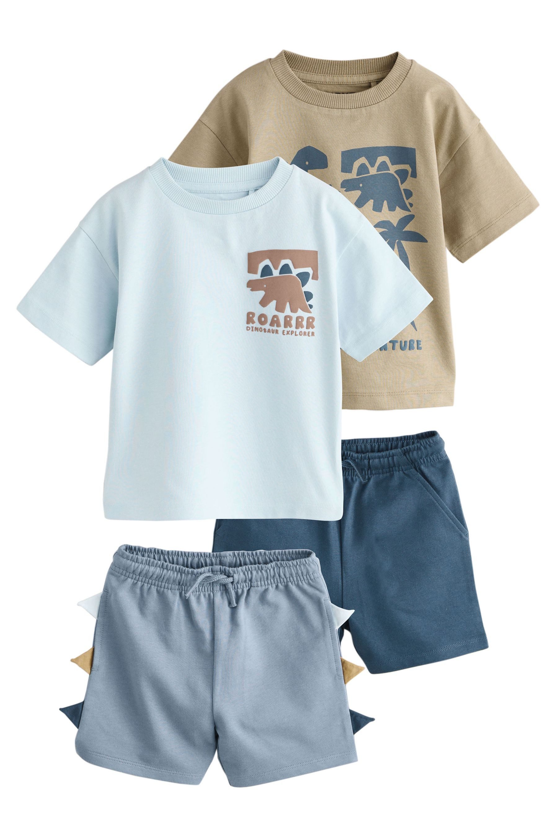 Next T-Shirt & Shorts Kurzärmeliges T-Shirt und Shorts im 2er-Set (4-tlg)
