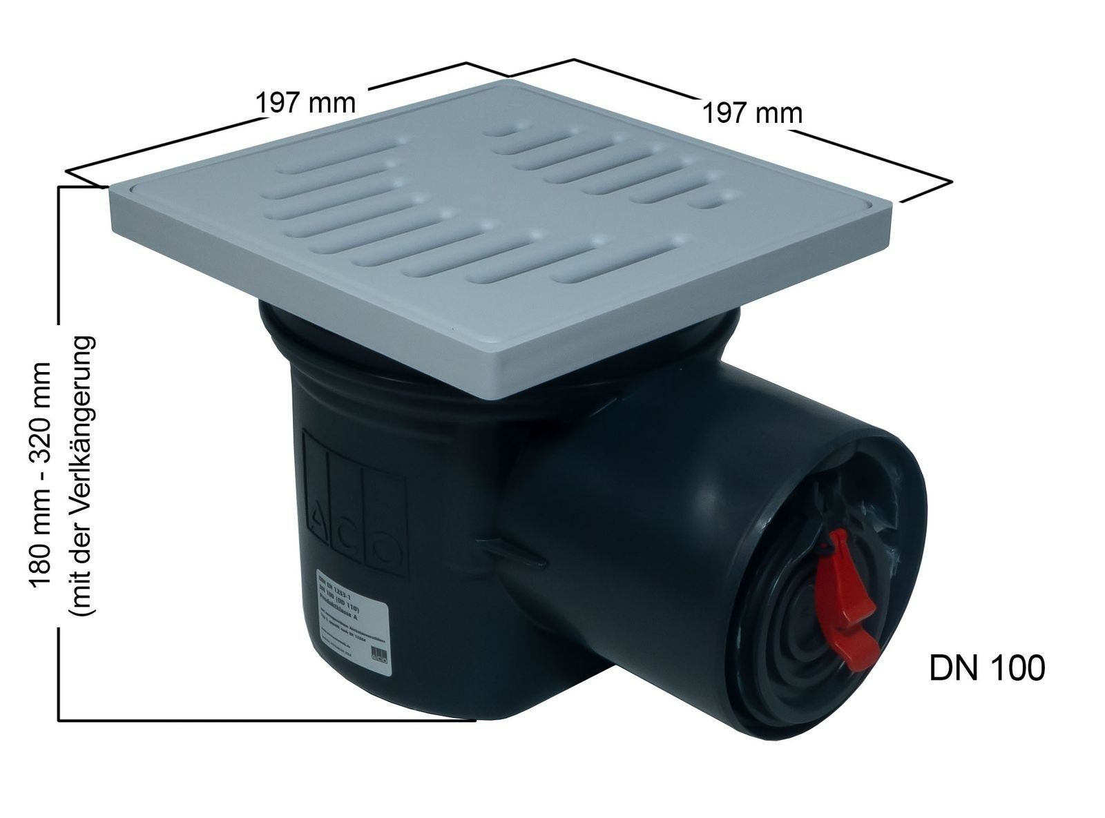 ACO Severin Ahlmann GmbH & Co. KG Haus- und Hofablauf DN100 Kellerablauf Junior mit Rost + Verlängerung, inkl. Rückstauverschluss, Schlammeimer und Geruchsverschluss
