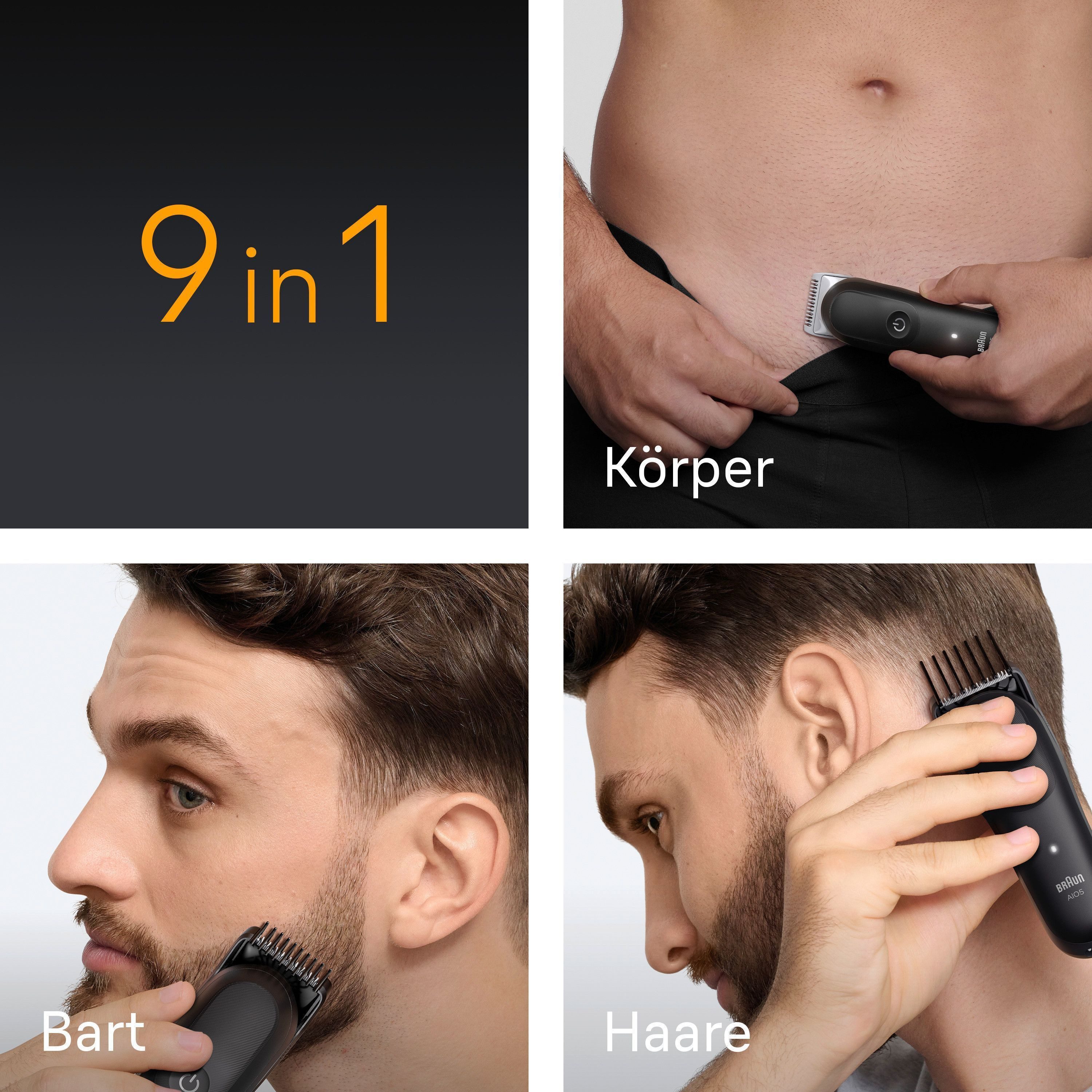 Braun Haarschneider Braun All-in-One Series 5, 9-in-1 Set, ultrascharfe Klinge, 120 Min Akku, SkinGuard-Technologie – Bild 5 von 5