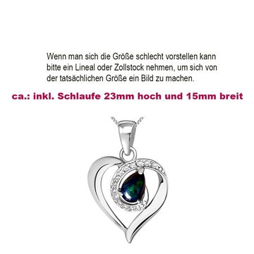 Limana Herzkette Damen Frauen echter äthiopischer schwarzer Opal 925 Sterling Silber (inkl. Geschenkdose), Herz Herzanhänger Liebe Geschenkidee