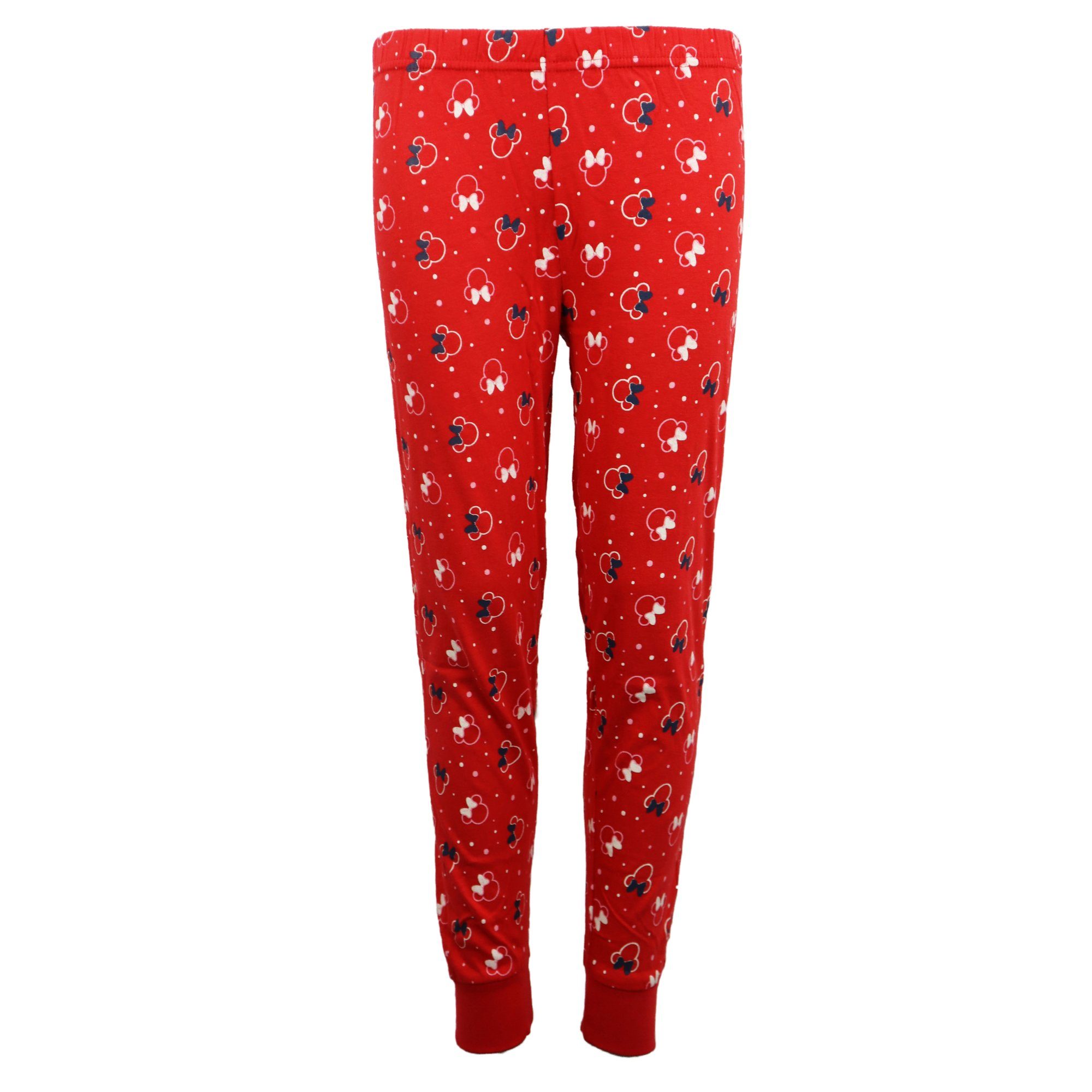 lang bis Schlafanzug Minnie Rot Disney Baumwolle Mädchen 134, Maus 100% Gr. Kinder Pyjama Disney 104