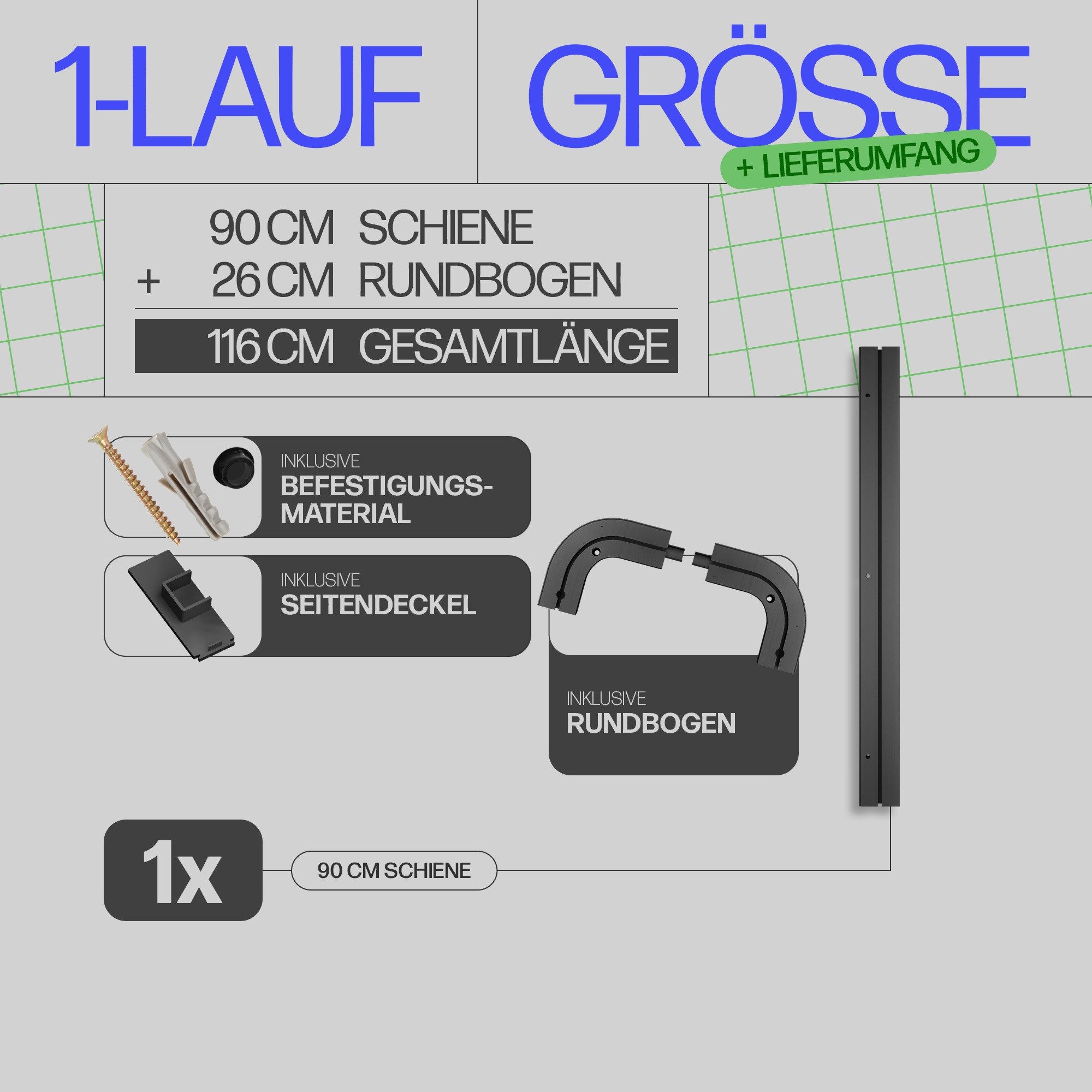 Bestlivings Gardinenschiene schwarz, 90-480 cm, Komplettset inkl. Montagezu günstig online kaufen