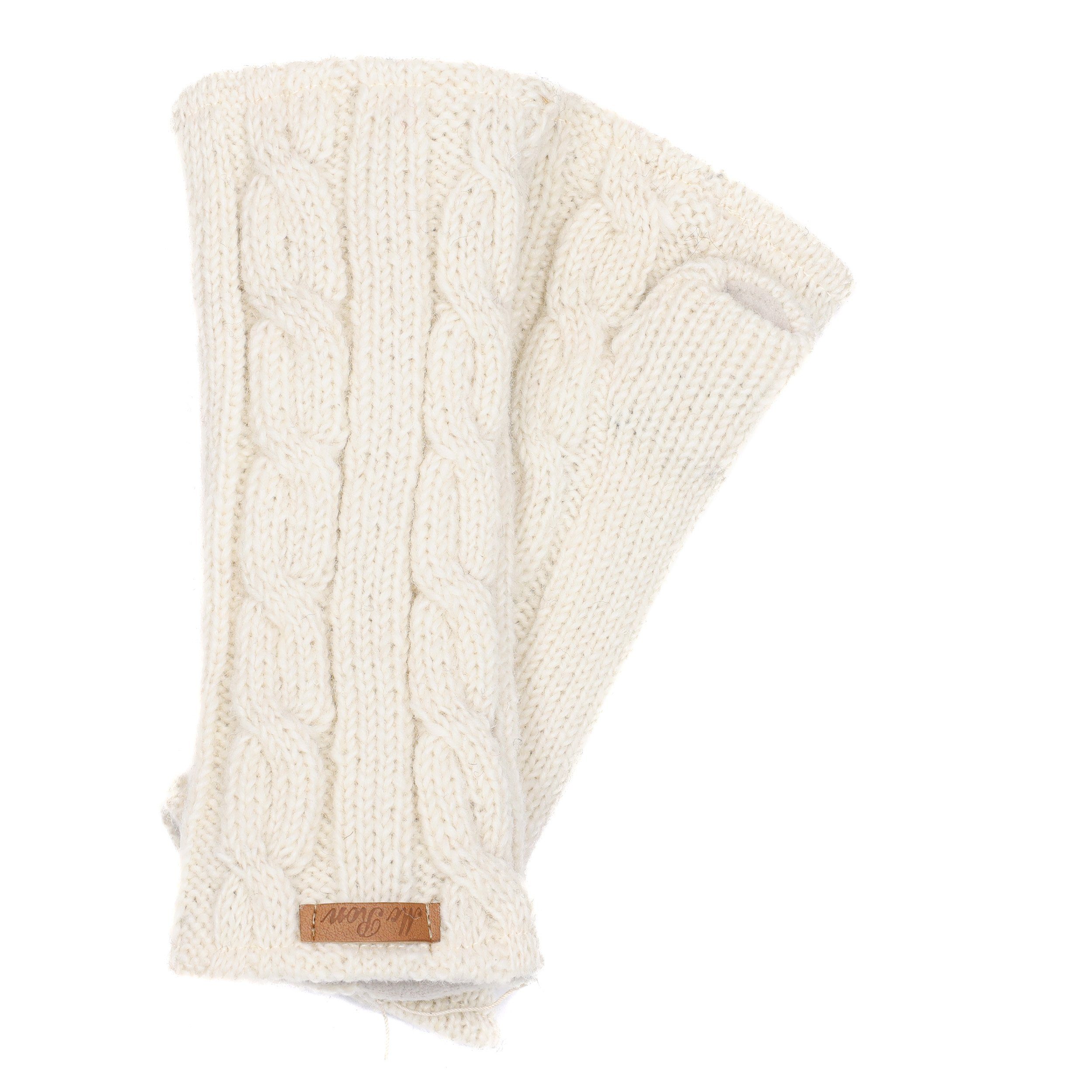 McRon Armstulpen Pulswärmer Modell Emily im Zopfmuster gestrickt, mit hohem Schurwoll-Anteil