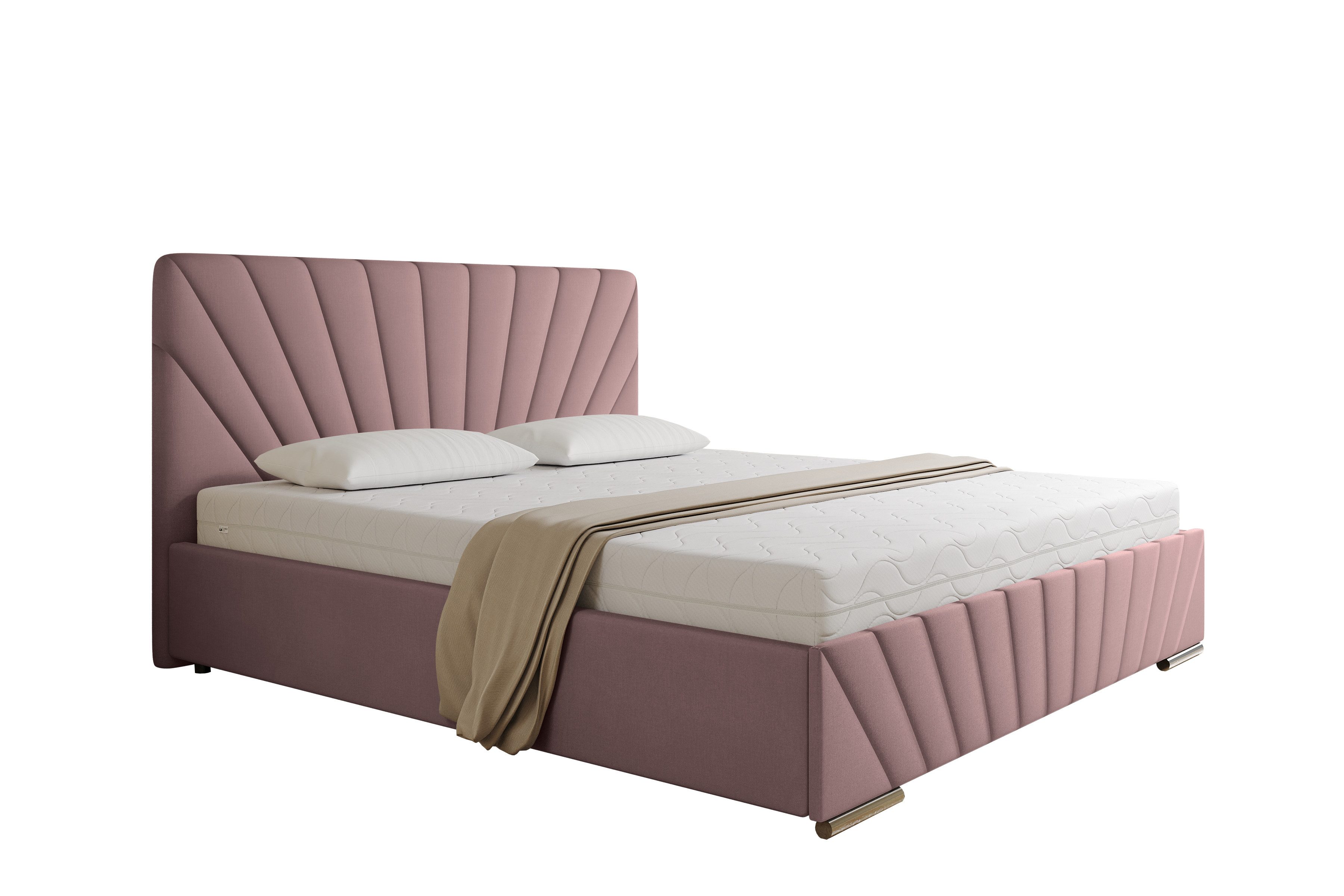Homesy Polsterbett RAY Doppelbett mit Stauraum aus Kiefernholz 140x200 160x200 180x200