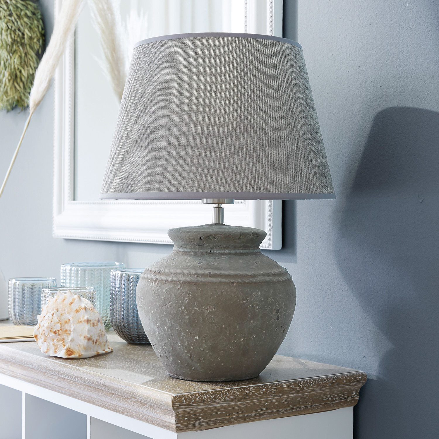 Mirabeau Tischleuchte Tischlampe Cleveland grau günstig online kaufen