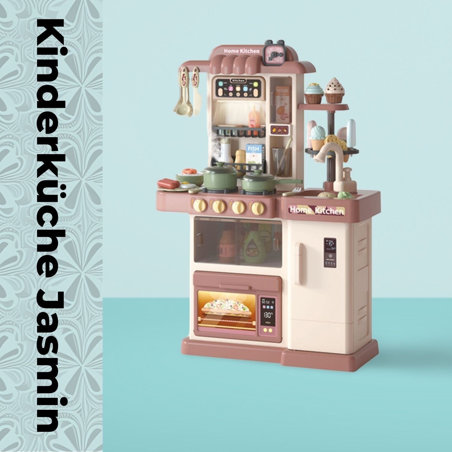 Coemo Spielküche JASMIN Kunststoff, Braun Kinderküche 37 Teile Zubehör Herd günstig online kaufen