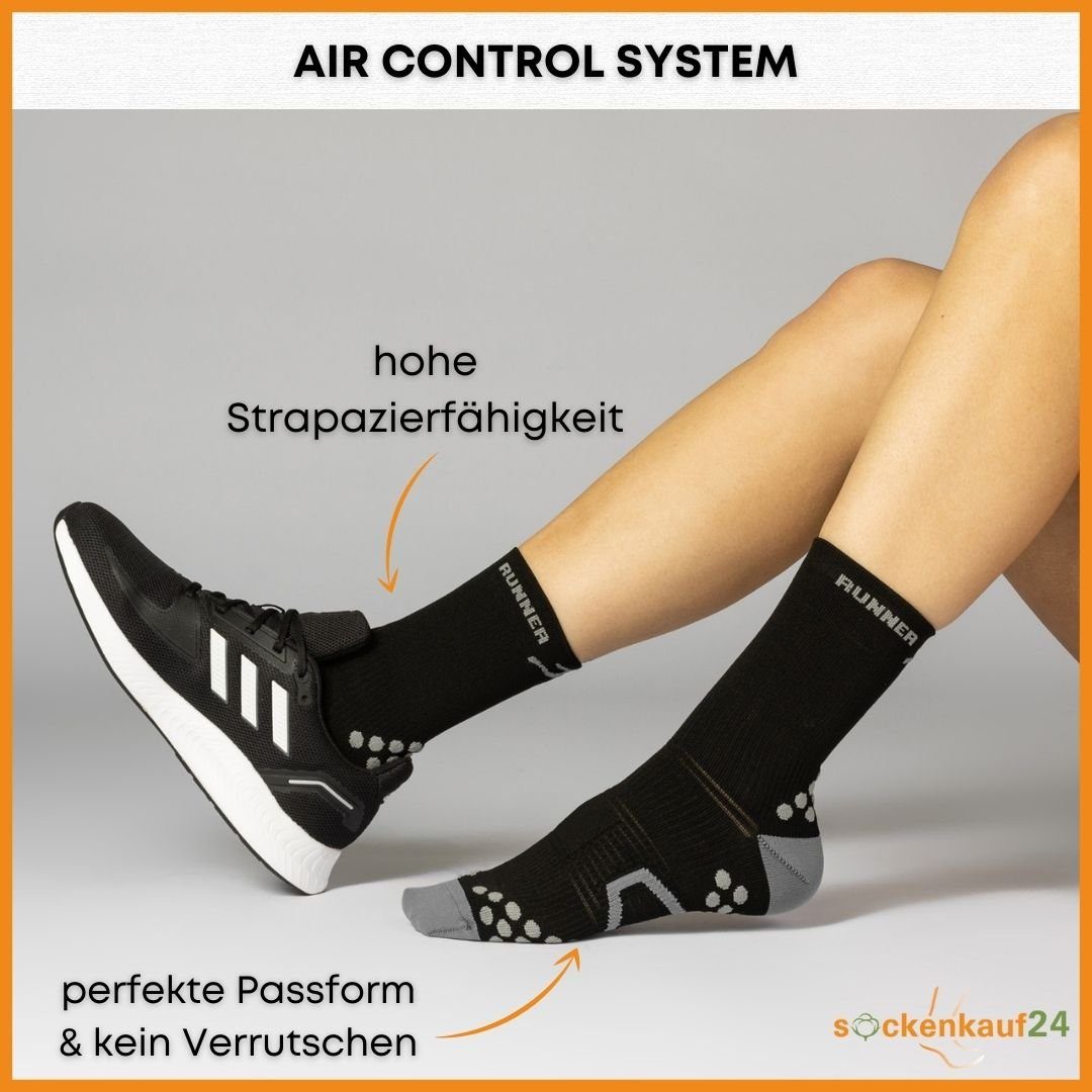 sockenkauf24 Laufsocken Sportsocken für Herren & Damen Laufsocken (3xSchwarz, 3-Paar, 47-50) Atmungsaktive Running Socks 50201P WP