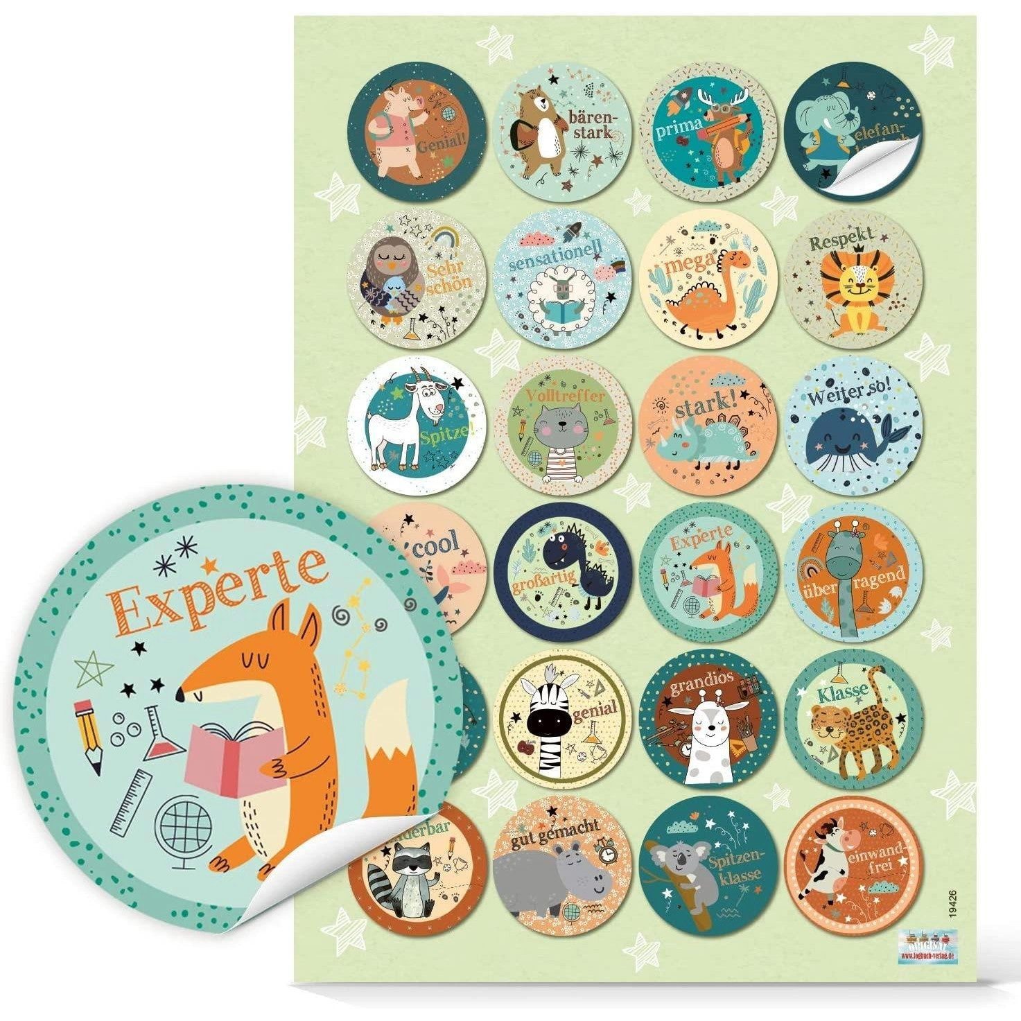 Logbuch-Verlag Aufkleber 3 x 24 Motivationsaufkleber für Kinder - Tiere Dinos Einhörner
