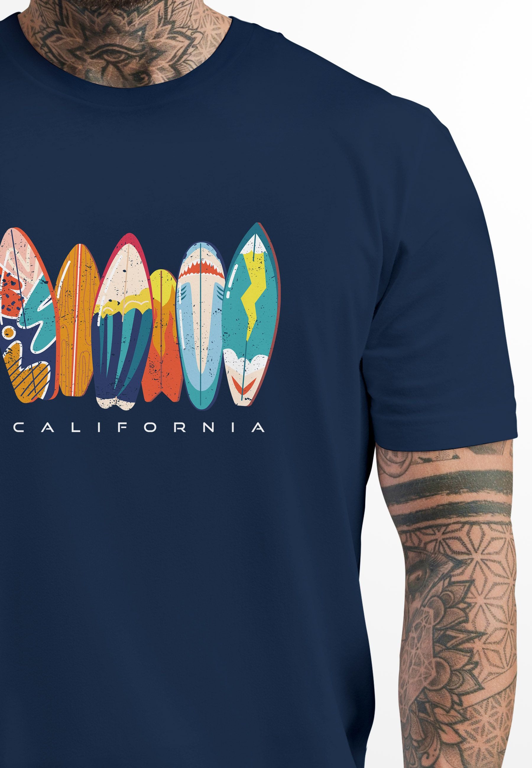Neverless Print-Shirt Herren T-Shirt California Surfboards günstig online kaufen