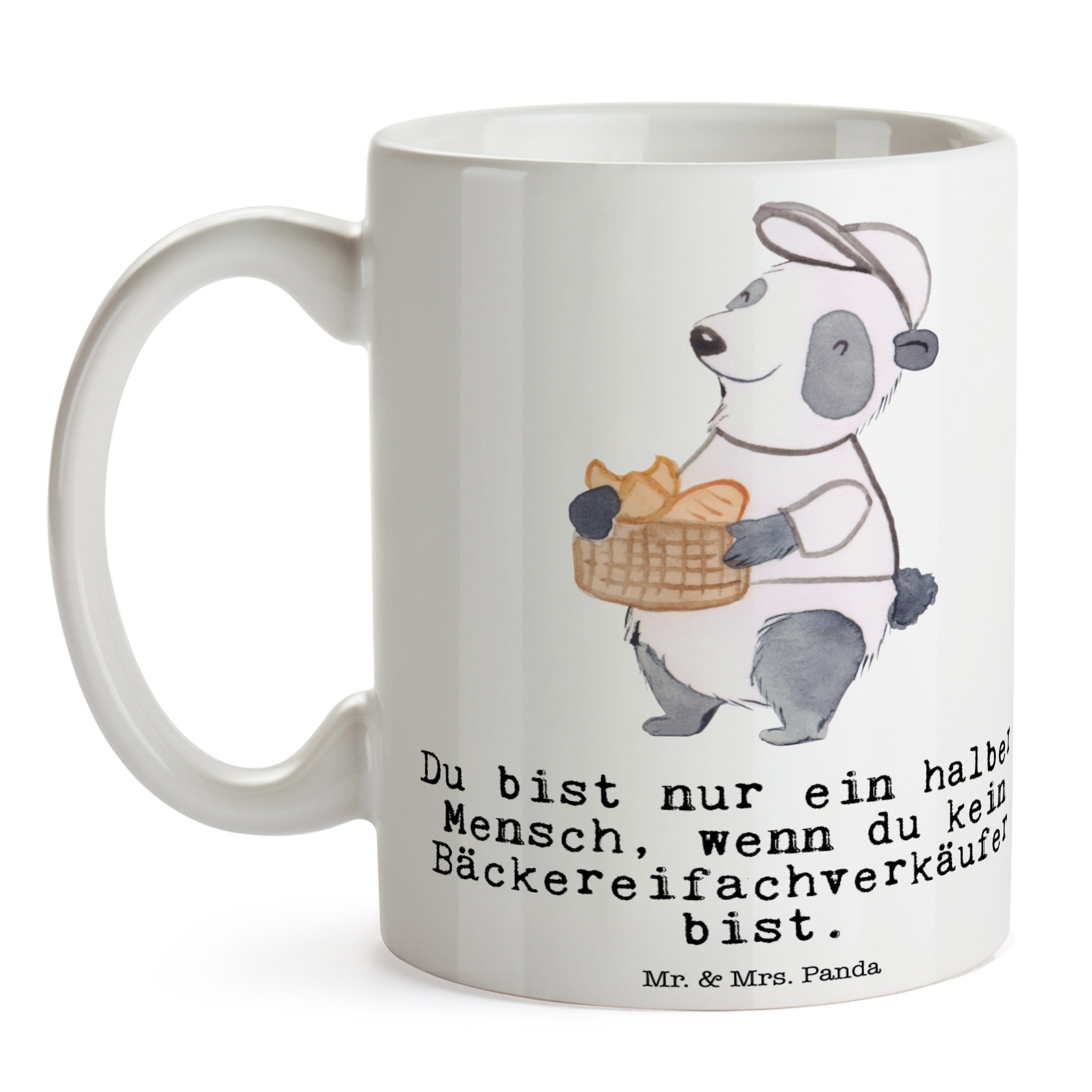 - Beruf, mit & Sprüch, Keramik - Herz Bäckereifachverkäufer Geschenk, Weiß Tasse Tasse Mrs. Panda Mr.