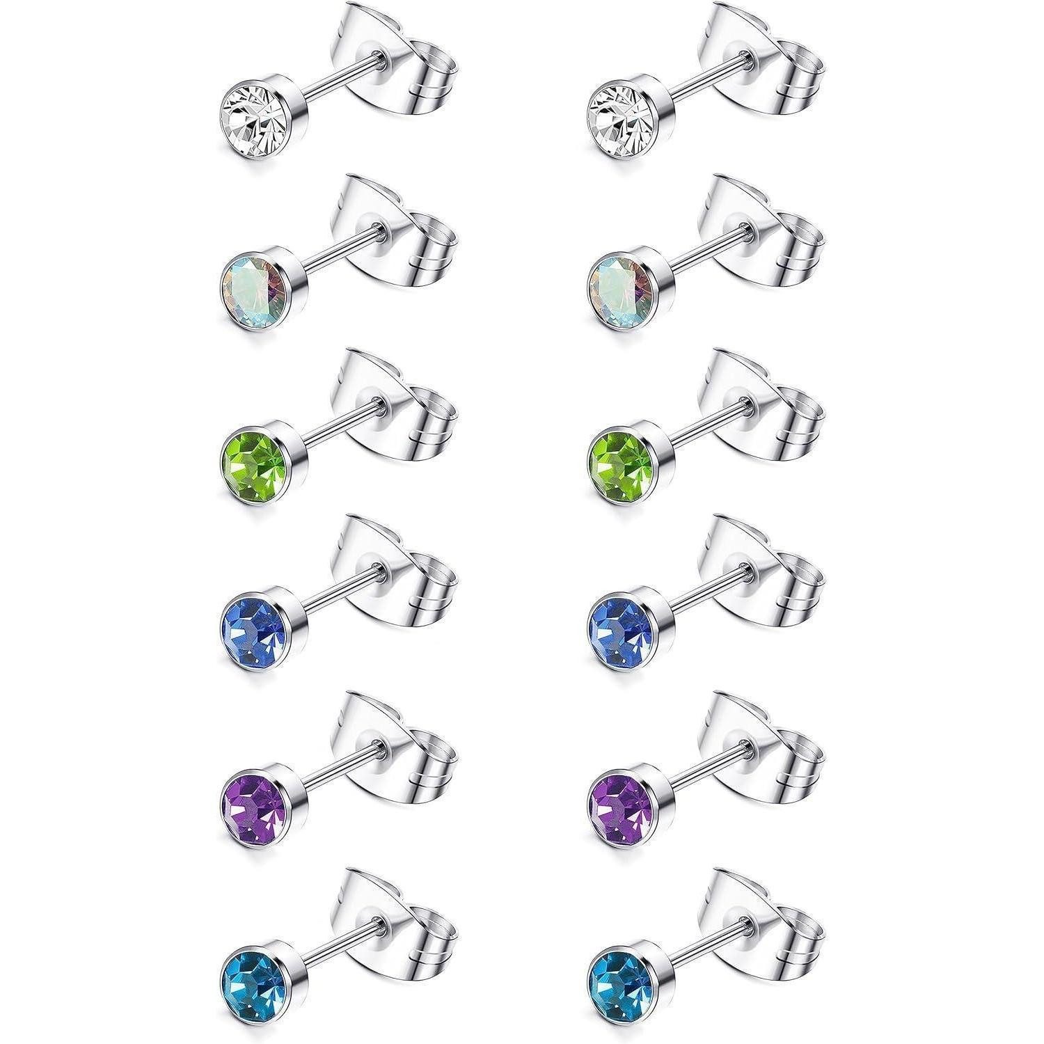 LuxusKollektion Ohrstecker-Set 6Pairs G23 Titan Ohrringe Set Zirkonia Ohrstecker hypoallergen 4/6MM
