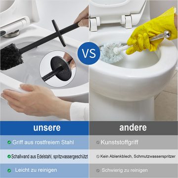 AuraLum pro WC-Reinigungsbürste WC-Garnitur Edelstahl Toilettenbürste Wandhalter Bürste Klobürste, (1-tlg), 1-3tlg, Schwarz