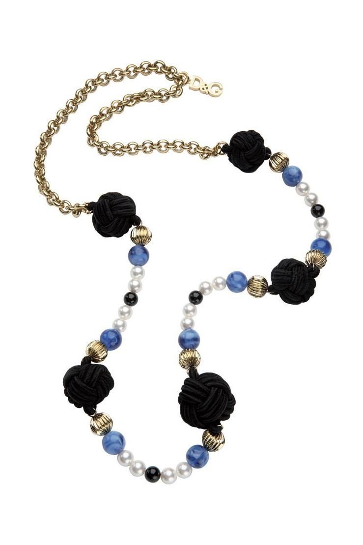 D&G Collier Geisha, aus Edelstahl, Gold, mit verschiedenen Elementen, 80cm lang