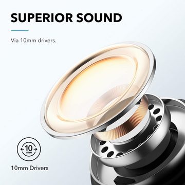 SoundCore 4 Mikrofone, 10mm Audiotreiber In-Ear-Kopfhörer (Langanhaltende Wiedergabe: Genieße bis zu 9 Stunden kabellose Musikwiedergabe oder ganze 36 Stunden mit der Ladehülle. Selbst wenn es einmal schnell gehen muss, Erstklassige Klangqualität &lange Spielzeit mit kristallklaren Anrufen)