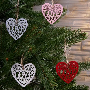 BRUBAKER Christbaumschmuck Dekoanhänger Love Set (24-tlg), Weihnachtsanhänger Liebe, Holz Deko für Valentinstag, Weihnachten oder DIY Dekorationen