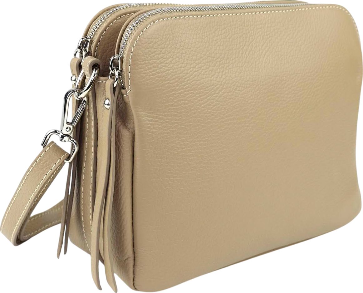 Schultertasche Umhängetasche mit 3 hauptfächer, Crossbody Tasche Damen Leder groß