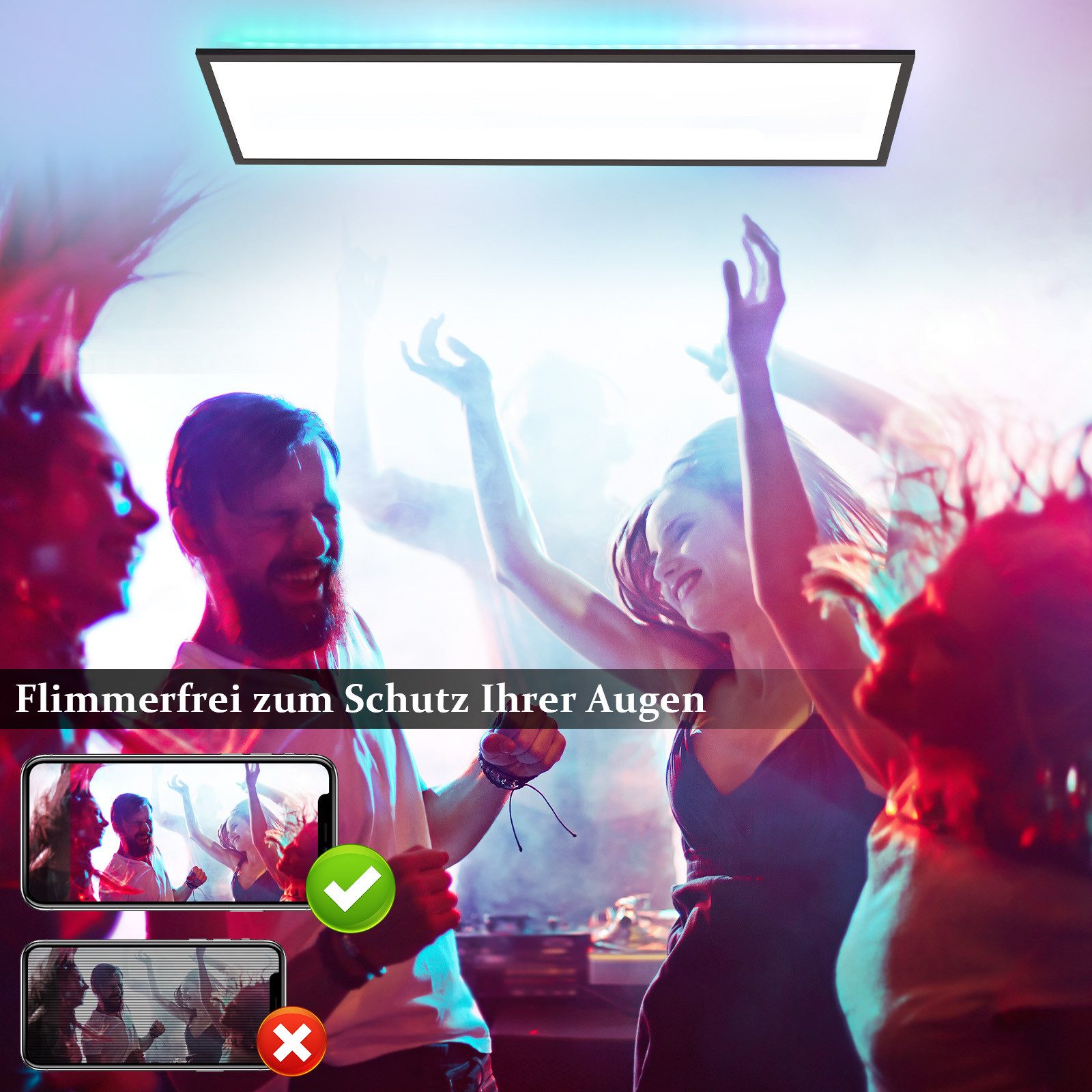 Nettlife LED Panel Deckenleuchte Dimmbar RGB 100x25 24W Backlight Tageslich günstig online kaufen