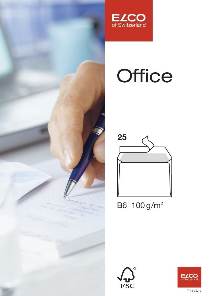 ELCO Aktentasche Briefumschlag Office - B6, hochweiß, haftklebend, ohne  Fenster, 100