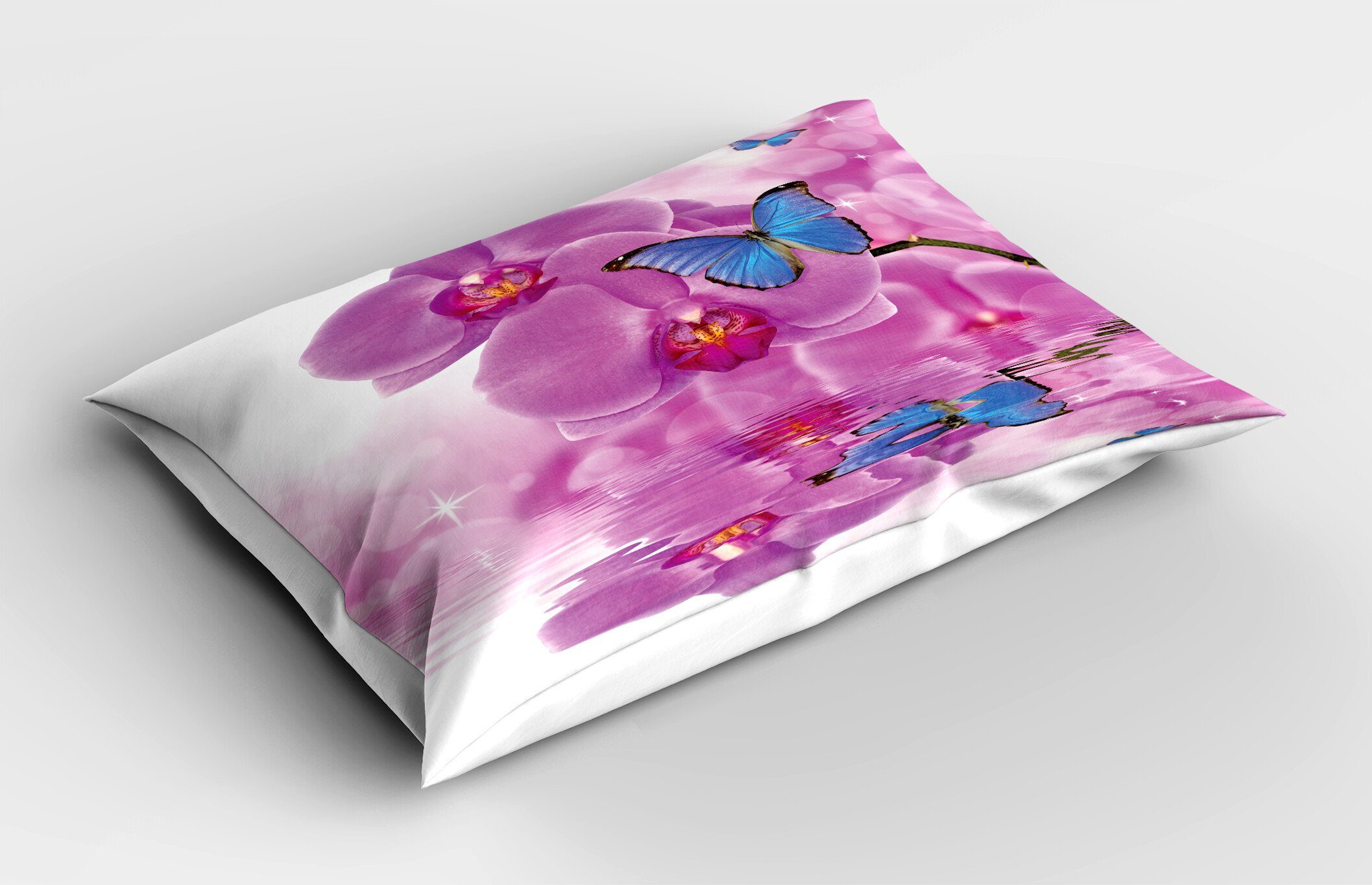 Kissenbezüge Dekorativer Standard Size Gedruckter Kopfkissenbezug, Abakuhaus (1 Stück), Schmetterling Orchideen-Blüte auf Wasser