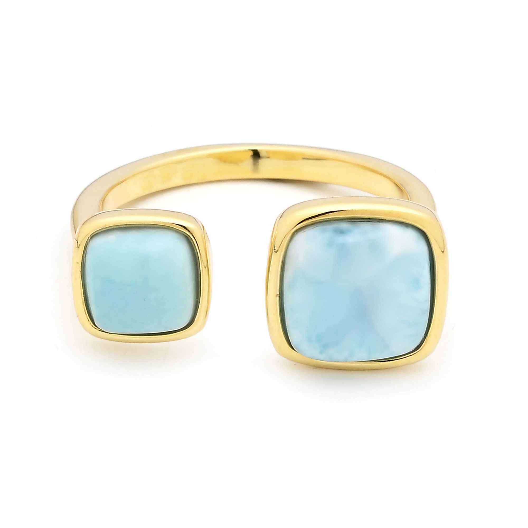 Cavill Silberring Dominikanischer Larimar Goldplattierter Silberring (1-tlg)