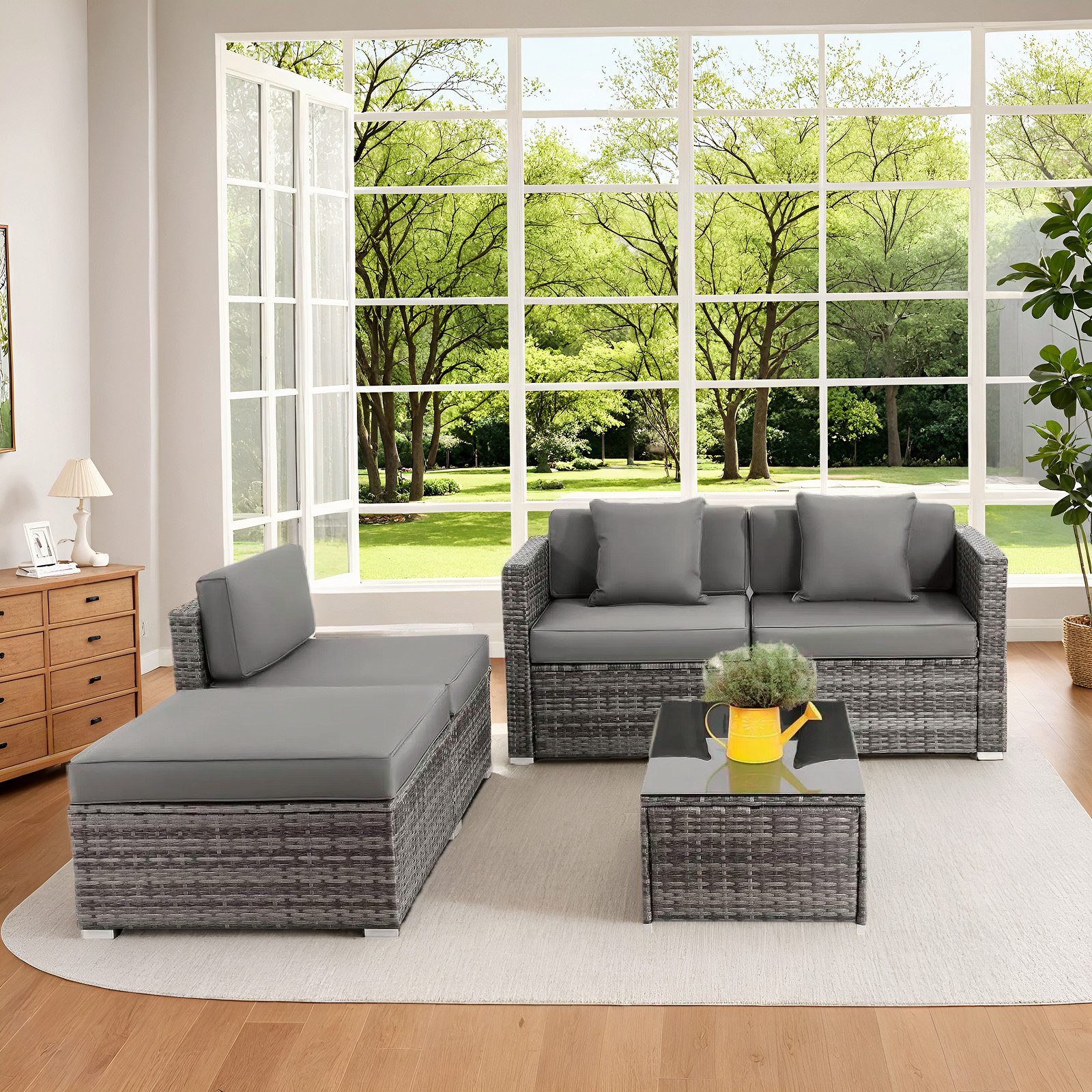 TLGREEN Gartenlounge-Set Loungeset Gartenmöbel Set, Rattanmöbel günstig online kaufen