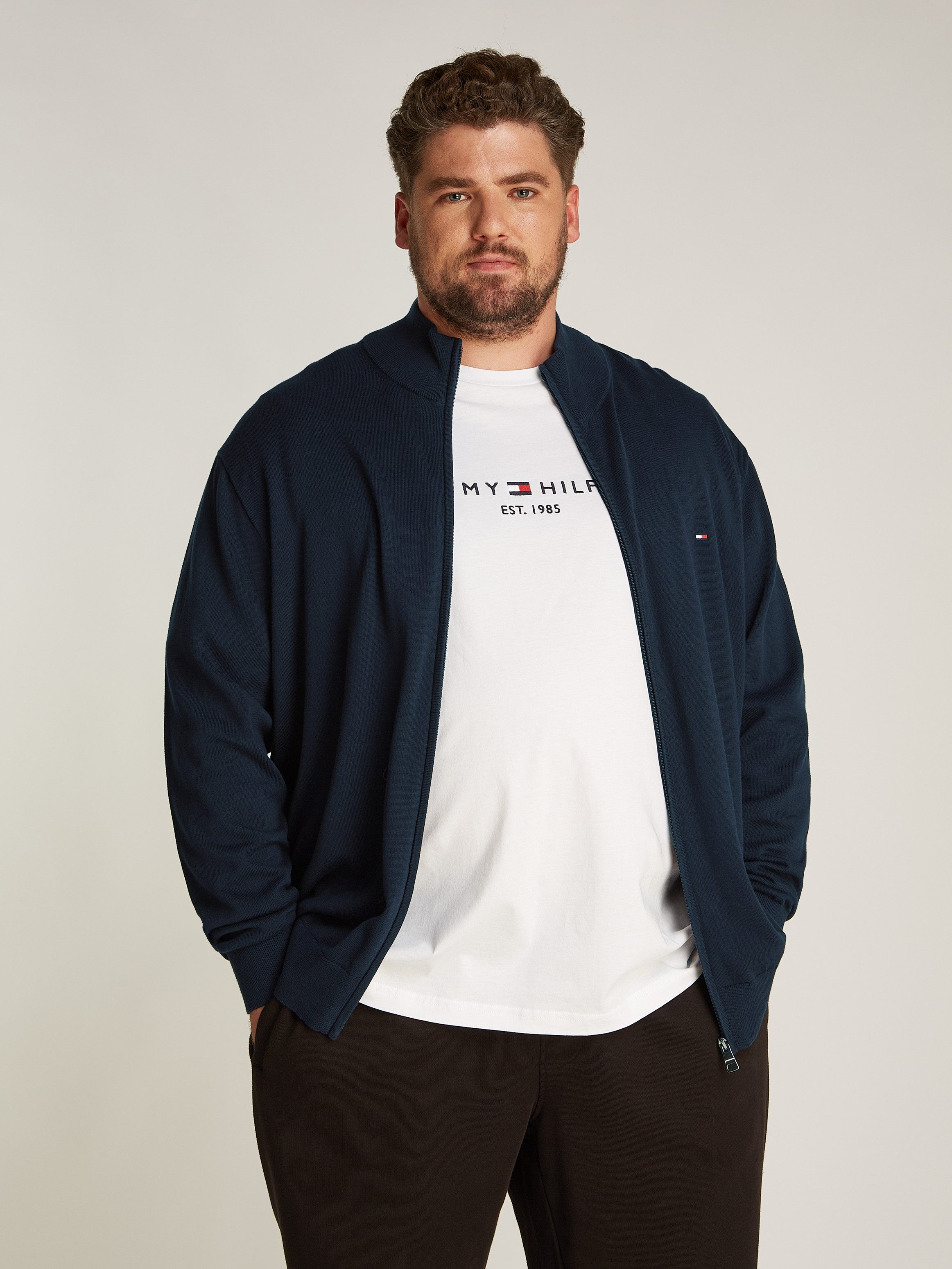 Tommy Hilfiger Big & Tall Strickjacke BT-ESSENTIAL COTTON ZIP THRU-B Großen günstig online kaufen