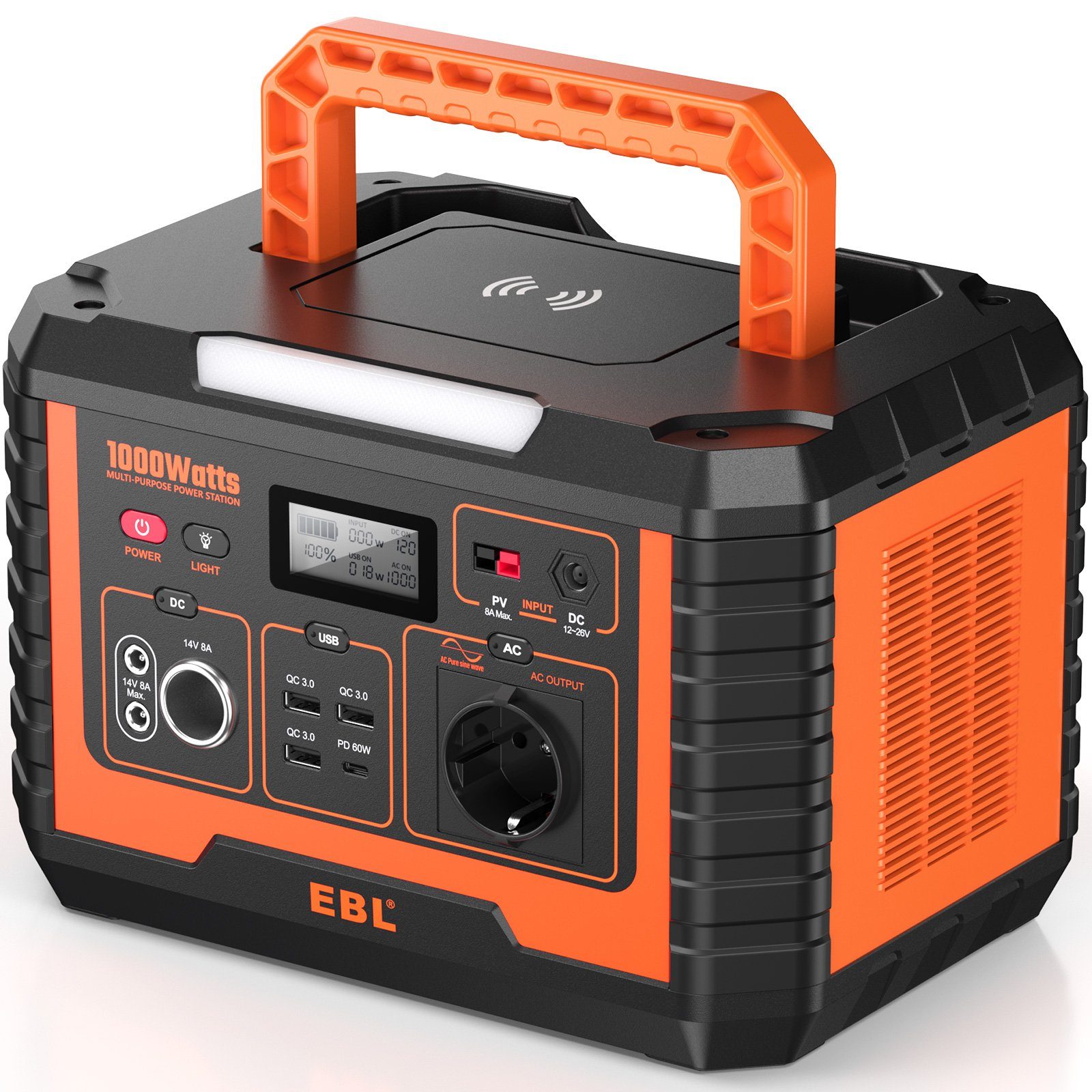 Stromerzeuger Powerstation,1000W/999Wh Tragbar Stromerzeuger für Camping im Freien