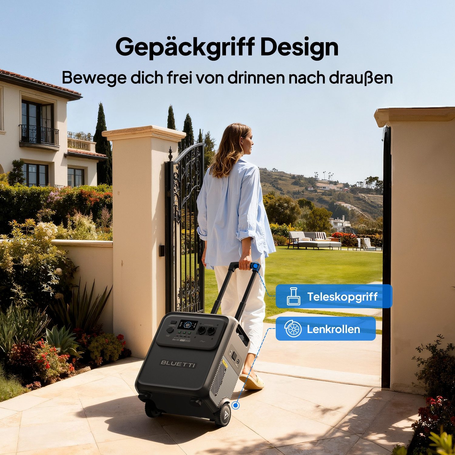 BLUETTI Stromerzeuger Elite 400 2600W/ 3840Wh Tragbare PowerStation (2026 Neu), 2,6 in kW, (3840Wh LFP-Batterie mit 2600W AC Ausgängen (3900W Power Lifting), mit hoher Kapazität und Rollen für Notstrom, Wohnmobil & Camping