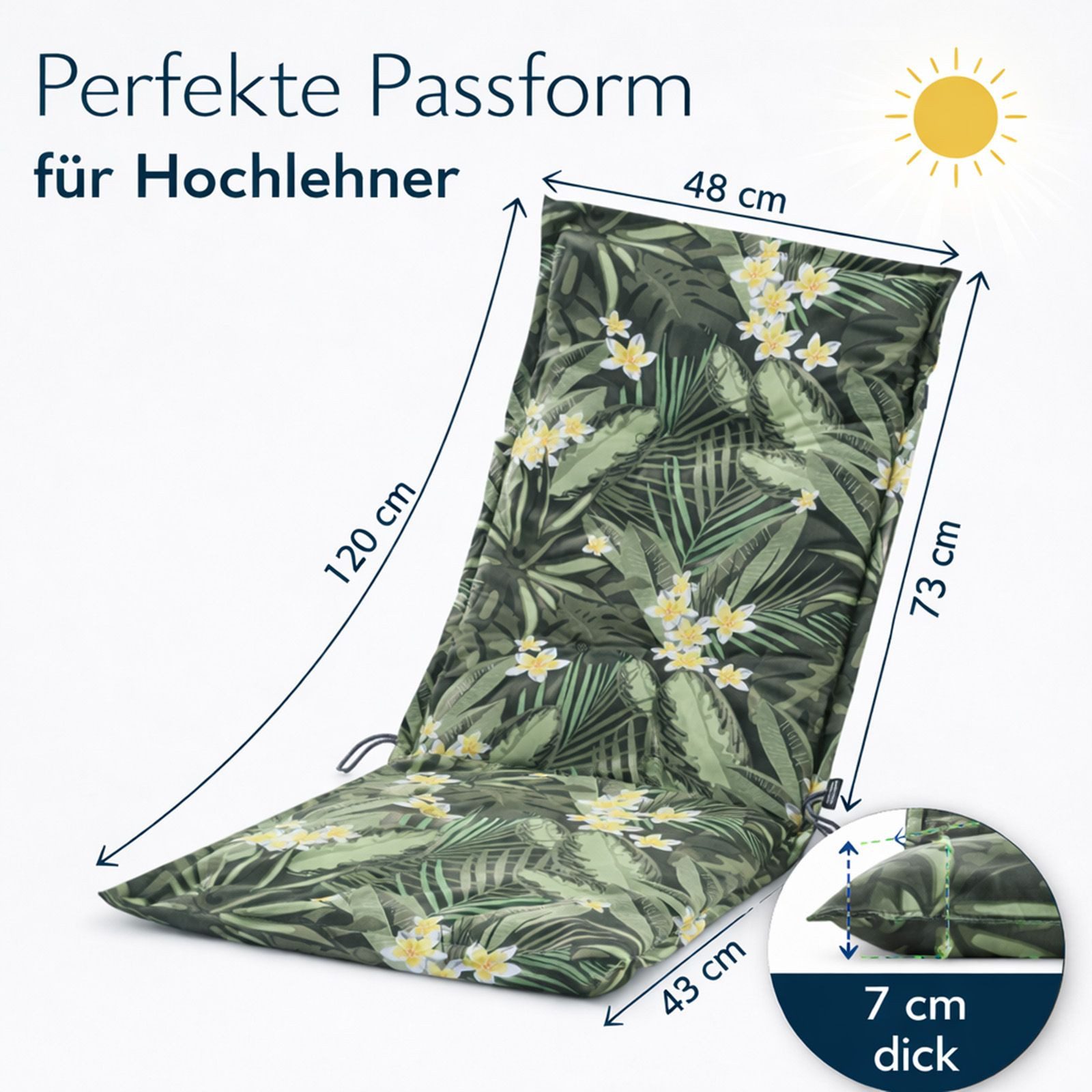 BURI Hochlehnerauflage Hochlehner Auflagen Sitzkissen Polster für Sessel Gartenstuhl Kissen, (6 St)