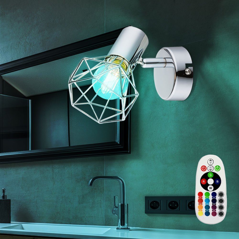 etc-shop LED Wandleuchte, Leuchtmittel inklusive, Warmweiß, Farbwechsel, Wand Strahler Fernbedienung Dimmbar Käfig Spot Lampe