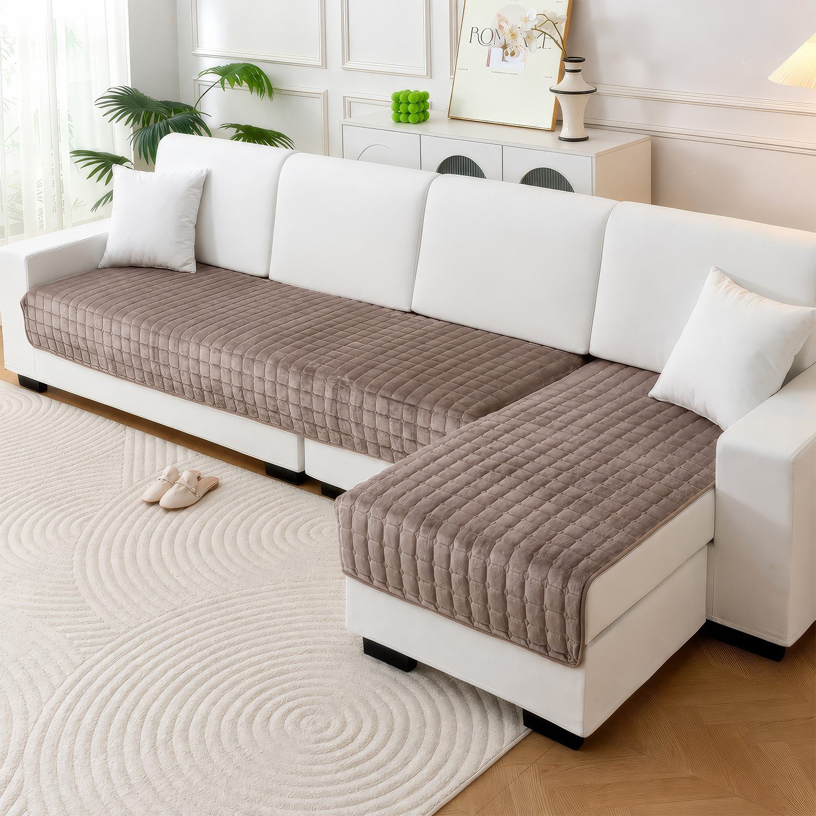 BlingBin Sofabezug Flanell Sofabezug 1 2 3 4 Sitzer Sofa Überzug Couch Überwurfdecke, Ecksofa Sofa Couch Überwurfdecke,Rutschfest Abdeckung für Wohnzimmer