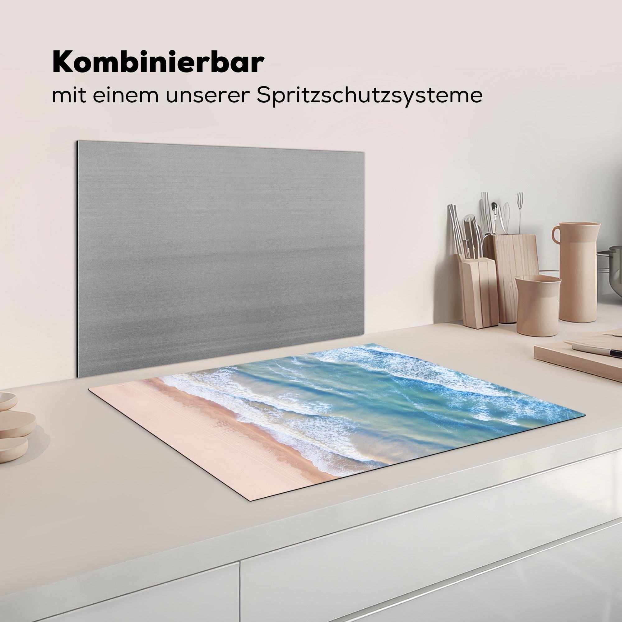 cm, 70x52 tlg), nutzbar, - Natur, Induktionsschutz - Ceranfeldabdeckung (1 Arbeitsfläche Meer MuchoWow Herdblende-/Abdeckplatte Vinyl, - Wasser Mobile