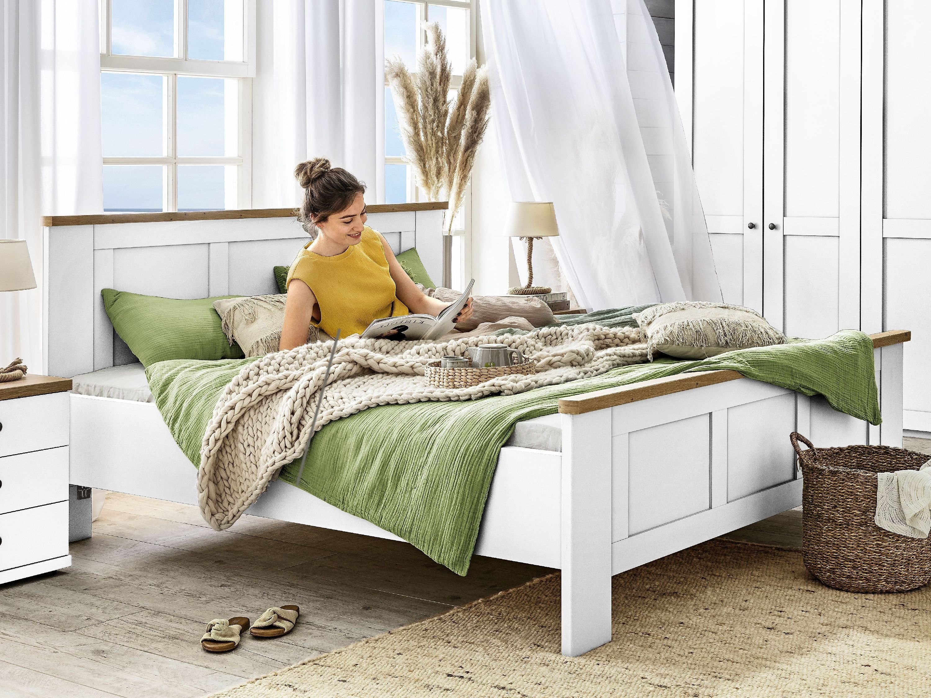 SANSIBAR LIVING Holzbett Bett SANSIBAR AALBORG weiß