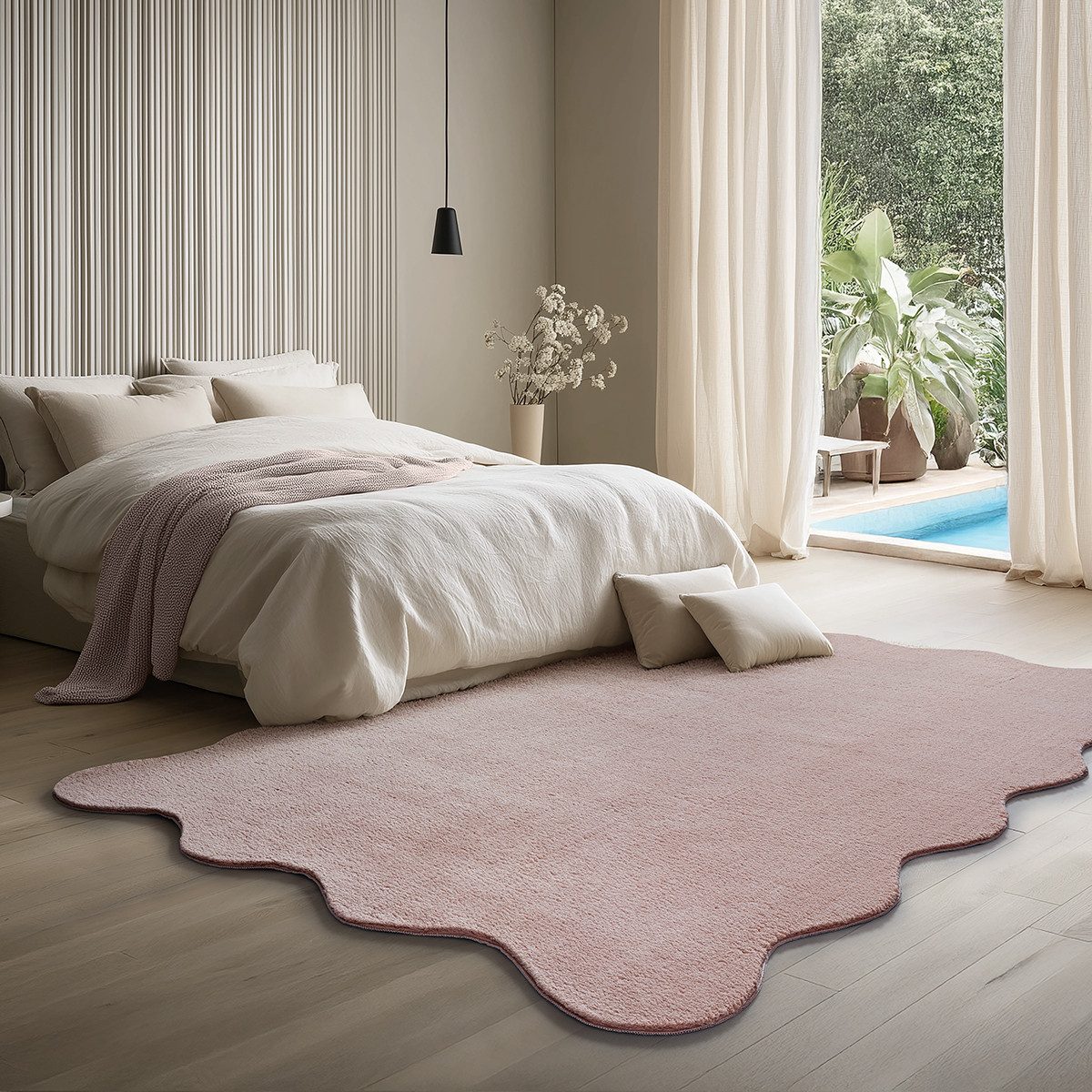the carpet Teppich Relax Scallop kuschelig & Super Soft, wellenförmig, Anti-Rutsch Unterseite, Waschbar bis 30 Grad, Felloptik