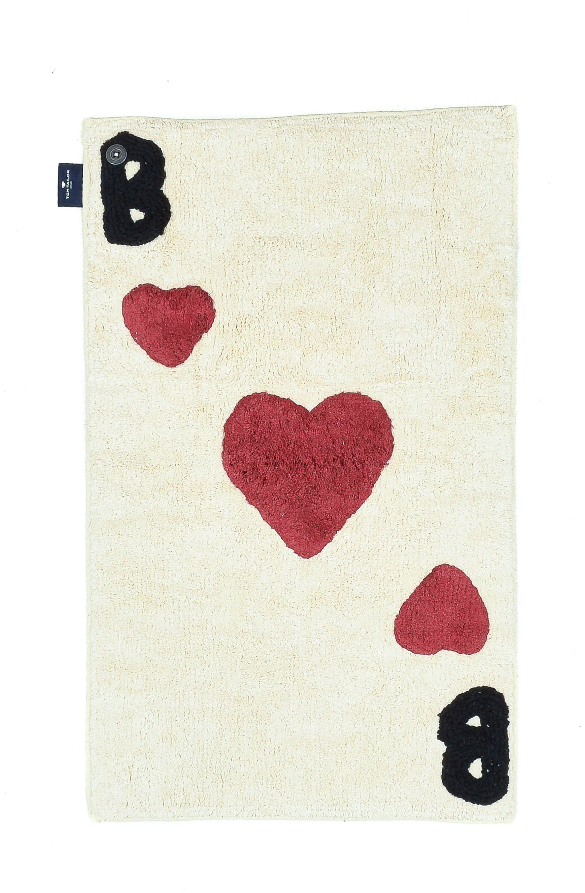 TOM TAILOR HOME Badematte Bings Heart of Bings, Höhe 10 mm, fußbodenheizungsgeeignet, Baumwolle, rechteckig, Badteppich, reine Baumwolle, Uni-Farben, Motiv Herzen & Buchstaben