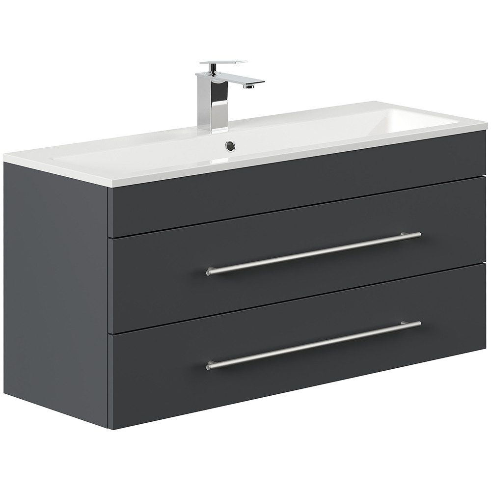 Lomadox Waschtisch PALMIRA-02, 100 cm breit, grau, geringe Tiefe, mit Waschbecken