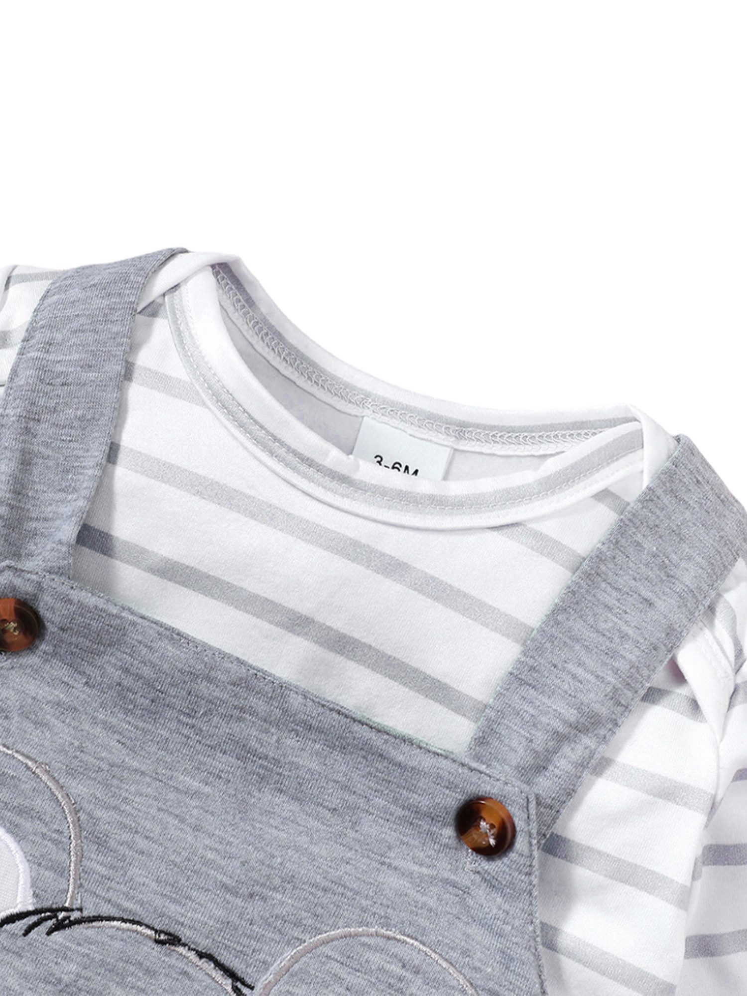 Lapastyle Langarmshirt & Hose Baby-Set für Neugeborene, gestreifter Pullover & Overall mit Tierdruck (Set, 2-ylg) Niedlicher Geburtstagsanzug für Baby Jungen, langärmliger Strampler