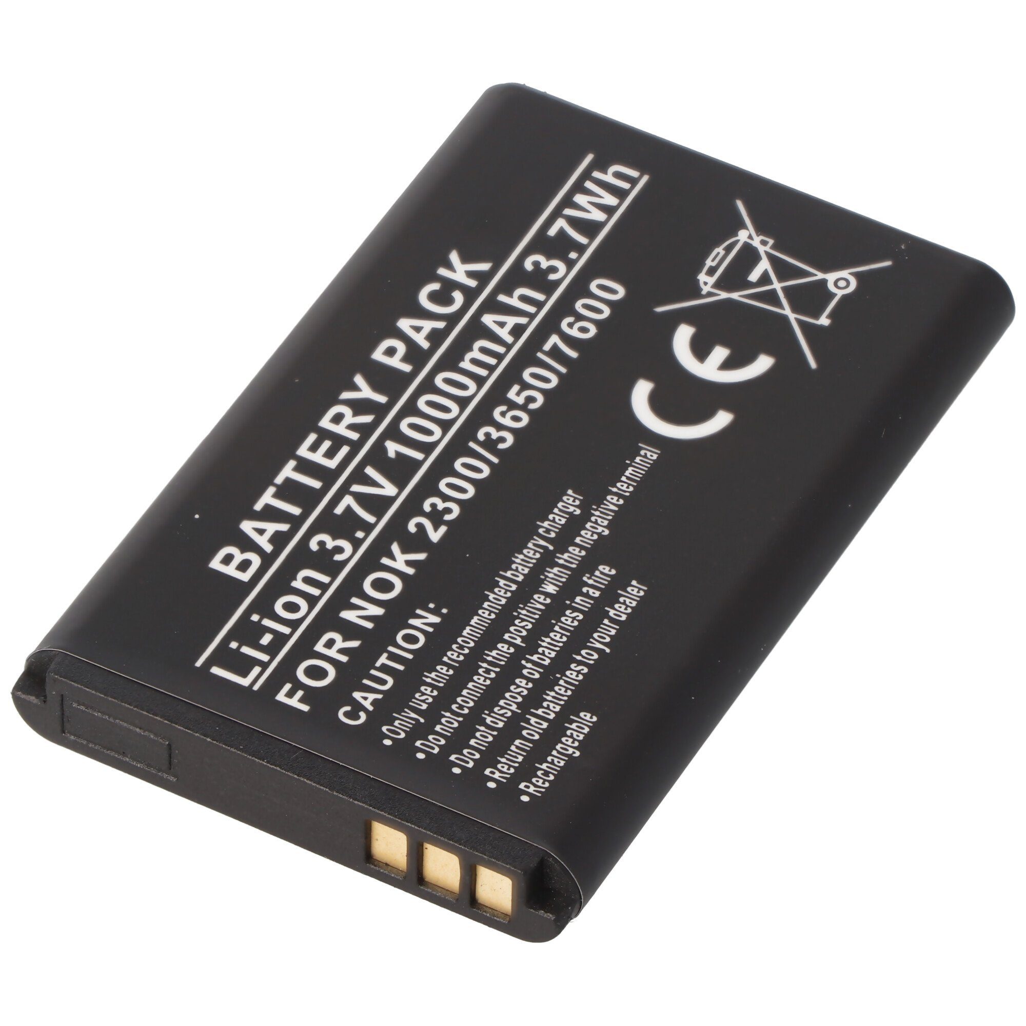 Akku passend für Nokia 2300, 3650, 7600, Li-Ion, 3,7V, 1000mAh, 3,7Wh Akku