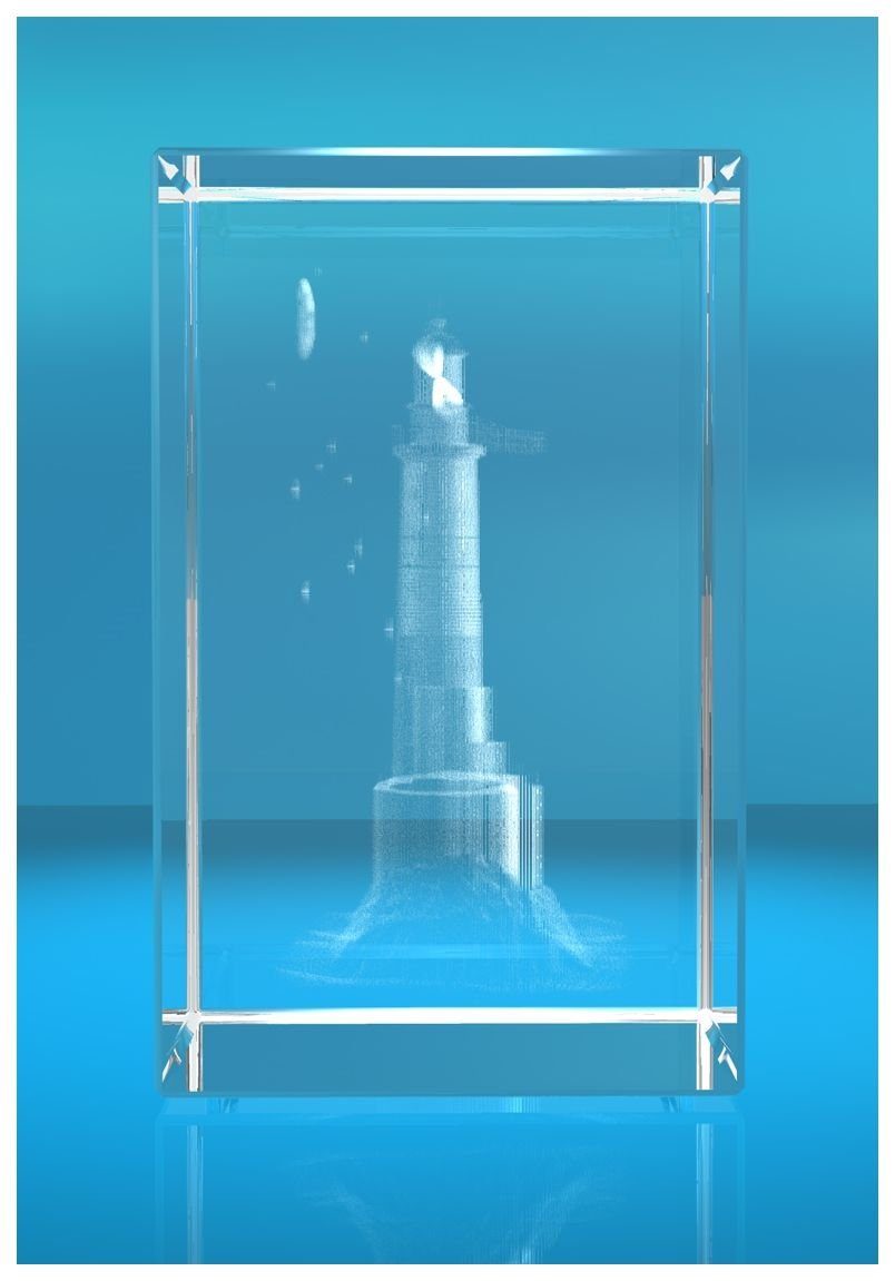 Germany, Geschenkbox, in VIP-LASER Glasquader 3D Motiv: Familienbetrieb Made Leuchtturm, Dekofigur Hochwertige