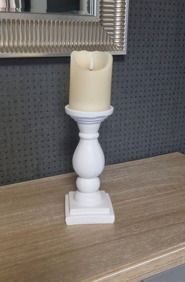 Ambiente Haus Kerzenständer Kerzenständer aus Polyresin - weis 22cm (1 St)