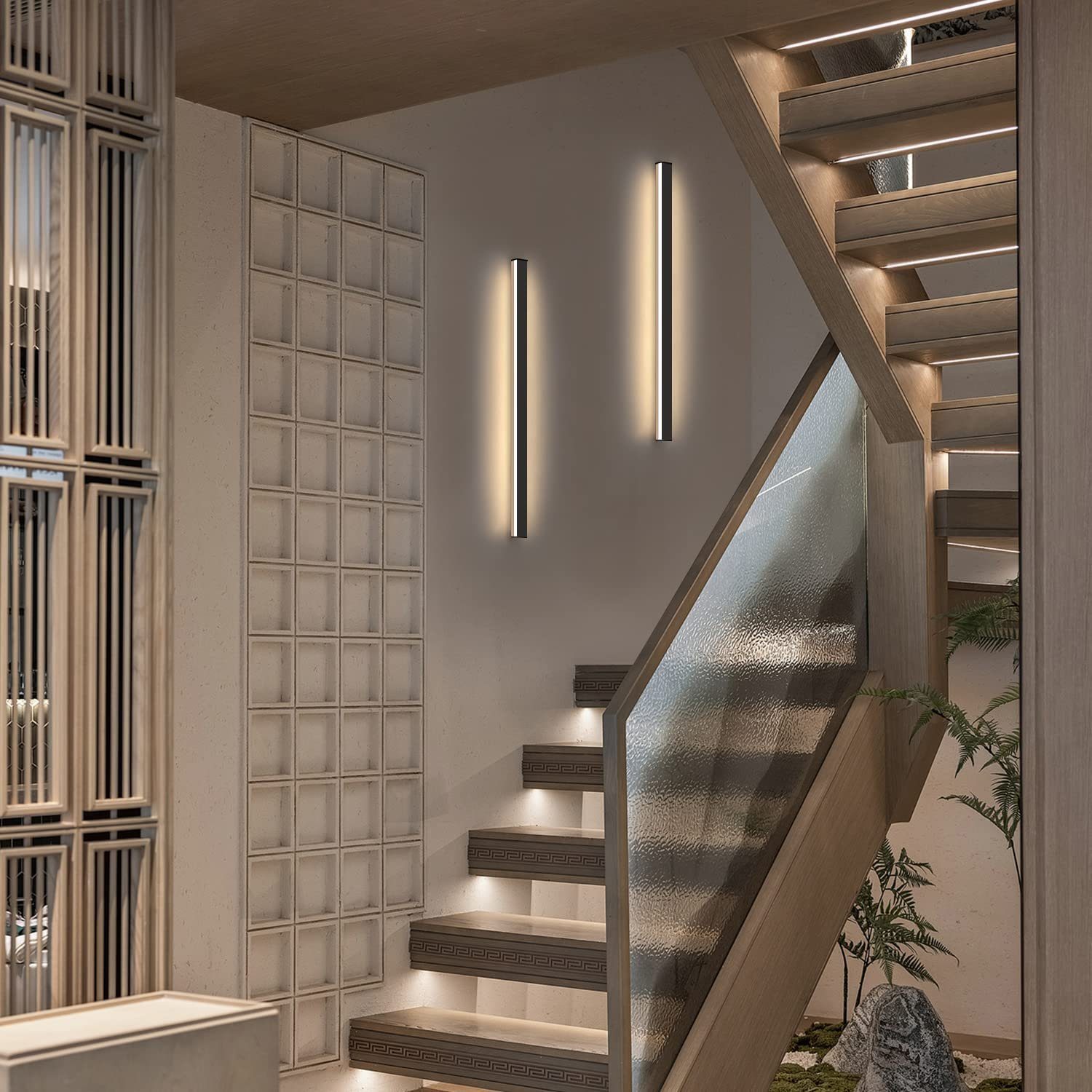 ZMH LED Wandleuchte Innen Schwarz 60/80/100CM Wandlampe 3000K Modern Flur S günstig online kaufen