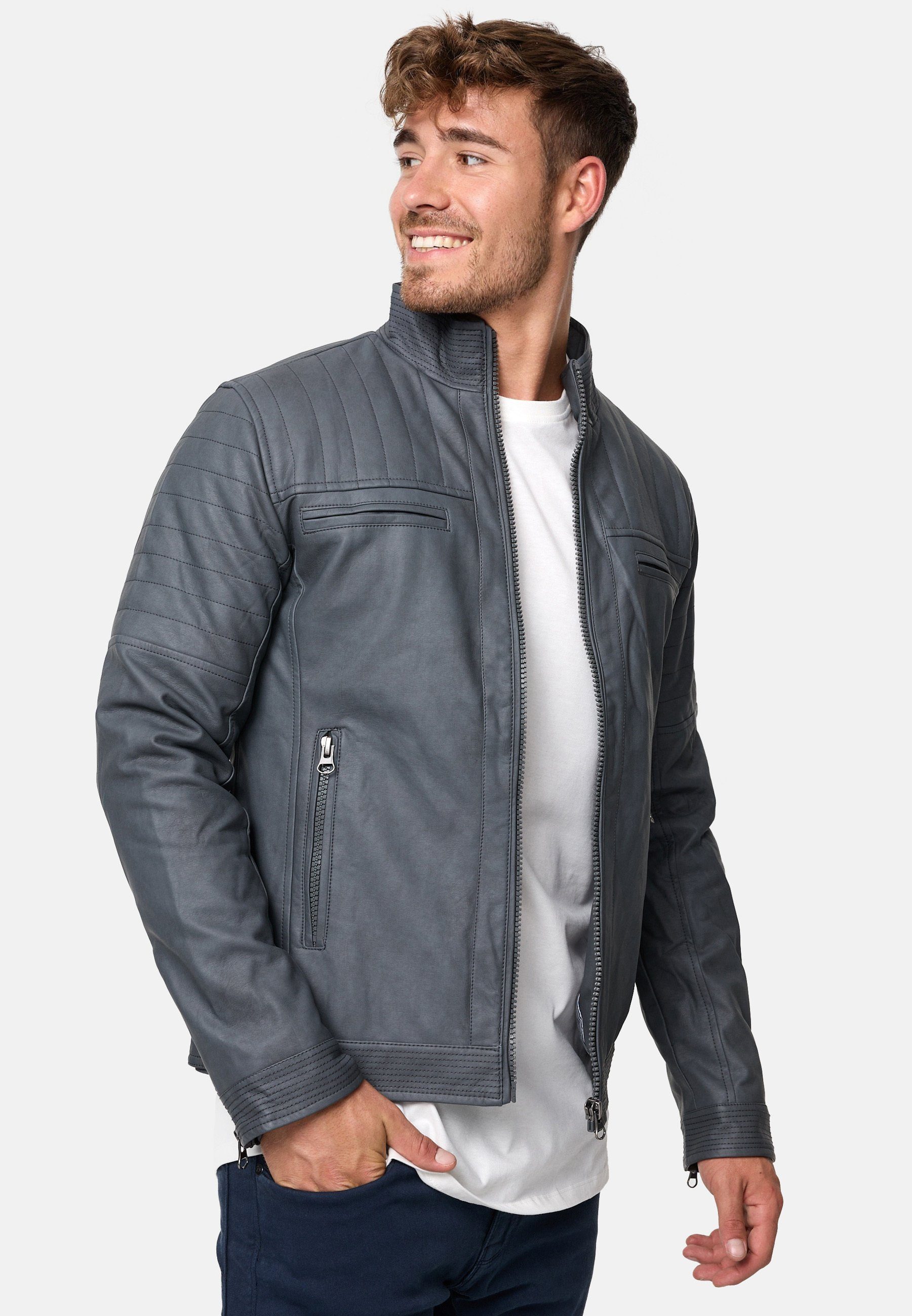 Indicode Lederimitatjacke Herren Brook Übergangsjacke Herrenjacke mit stilvollen Applikationen