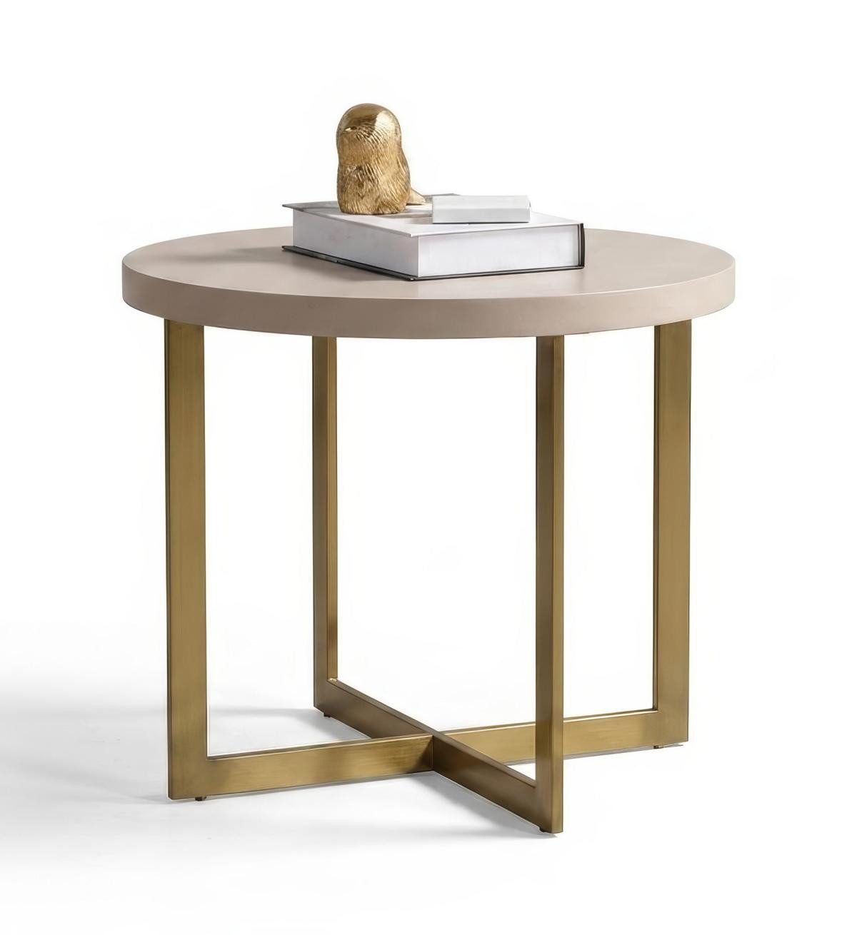 JVmoebel Couchtisch Beistelltisch Modern Beige Gold Edel Luxus Rund Wohnzimmer Couchtisch, Made in Europa