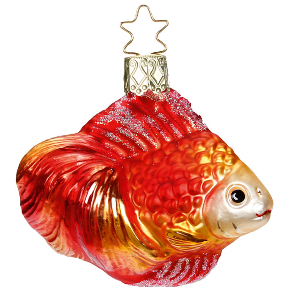 INGE-GLAS® Christbaumschmuck Goldfisch 7cm (1-tlg), mundgeblasen, handbemalt