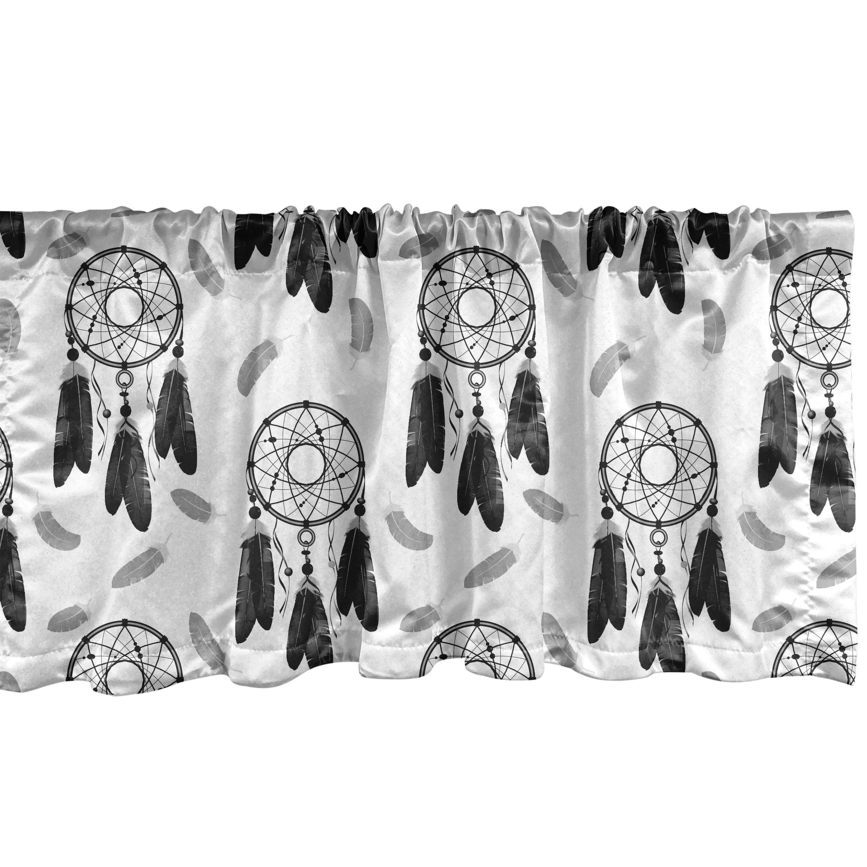 Scheibengardine Vorhang Volant für Küche Dekor Stangentasche, Microfaser, Traumfänger Federn Ethnische Abakuhaus, Schlafzimmer mit Kunst