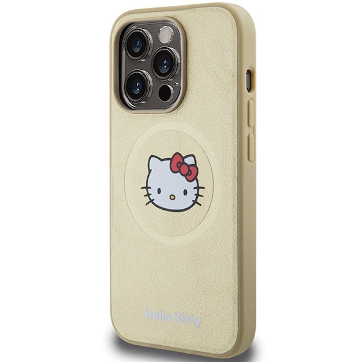 Hello Kitty Smartphone-Hülle Hello Kitty Apple iPhone 15 Kitty Head Case Cover Hülle MagSafe Gold