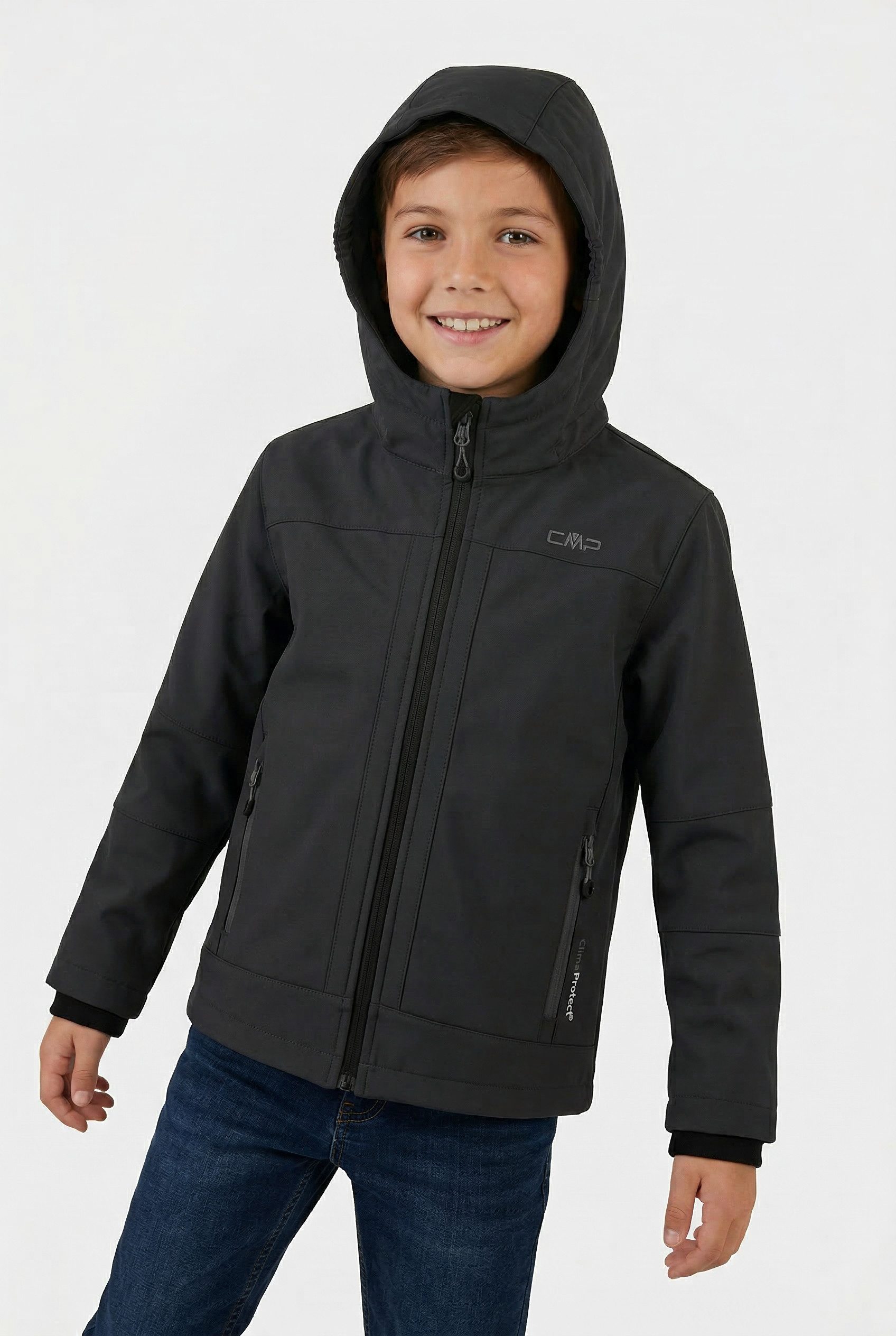 CMP Softshelljacke KID SOFTSHELL JACKET FIX HOOD mit Clima Protect Membran, wasserabweisend, atmungsaktiv