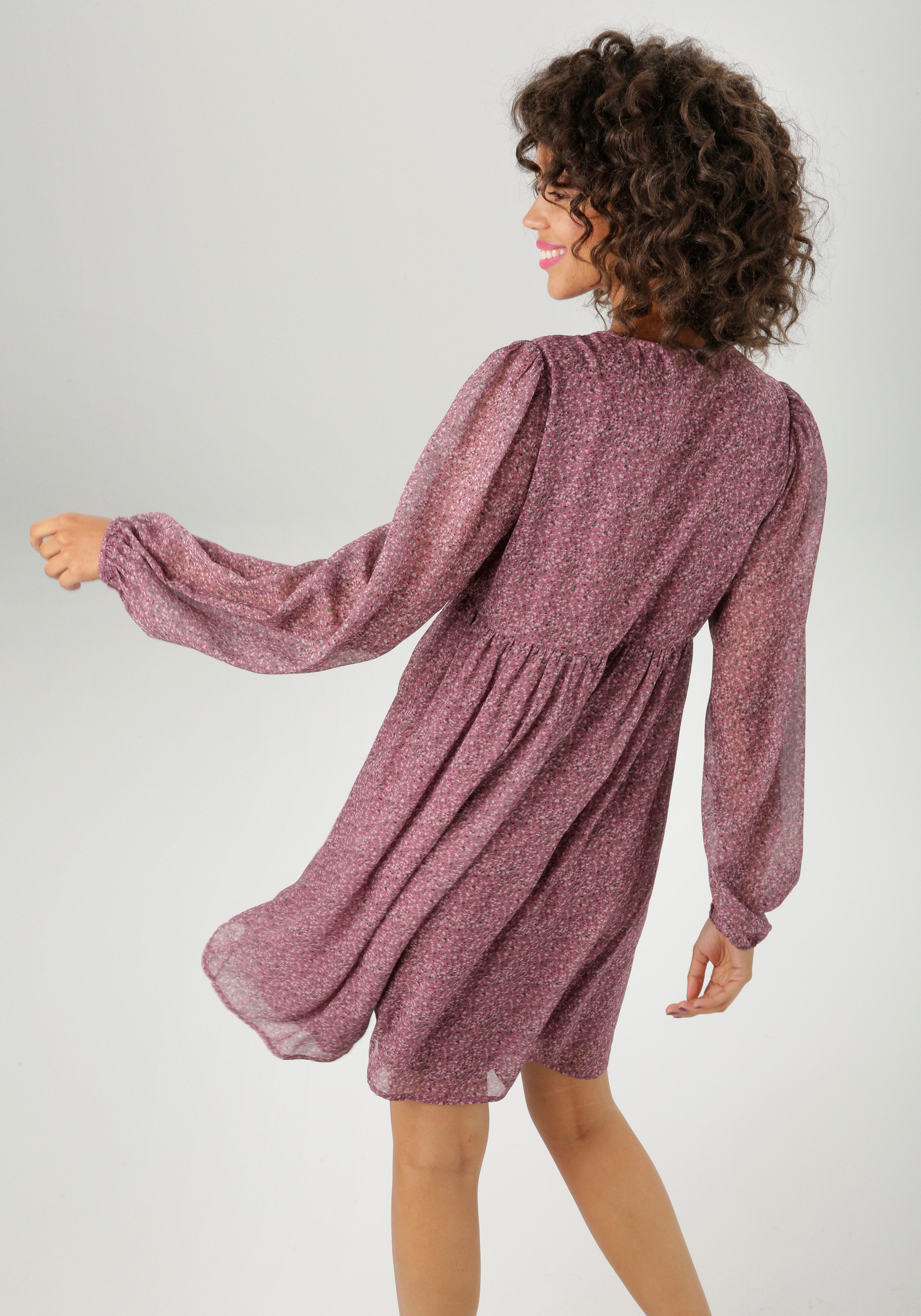 Aniston CASUAL Blusenkleid mit kleinem, grafischen Alloverdruck günstig online kaufen