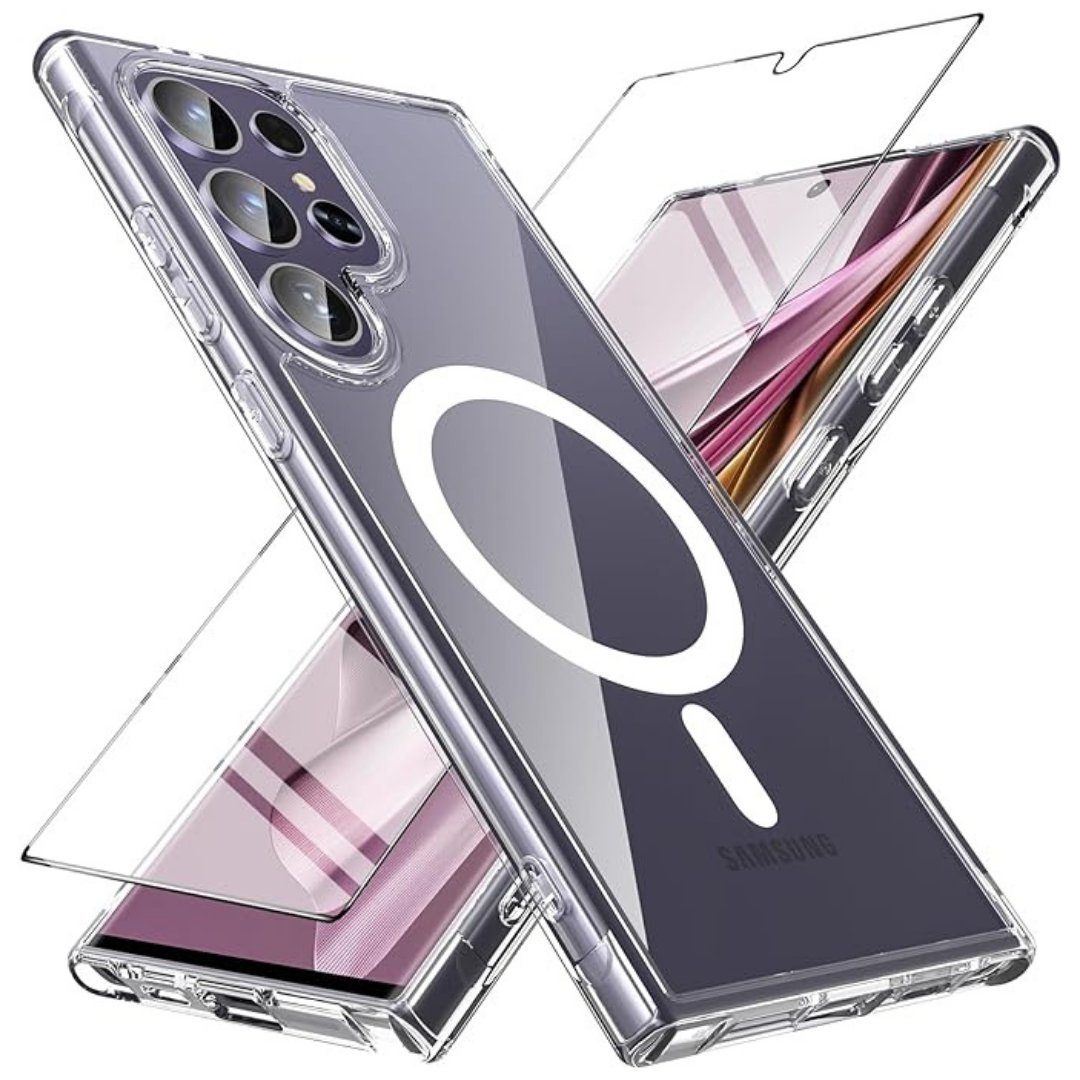 Smartphone-Hülle + Schutzglas für Samsung Galaxy S24 Ultra MagSafe Panzerfolie Display